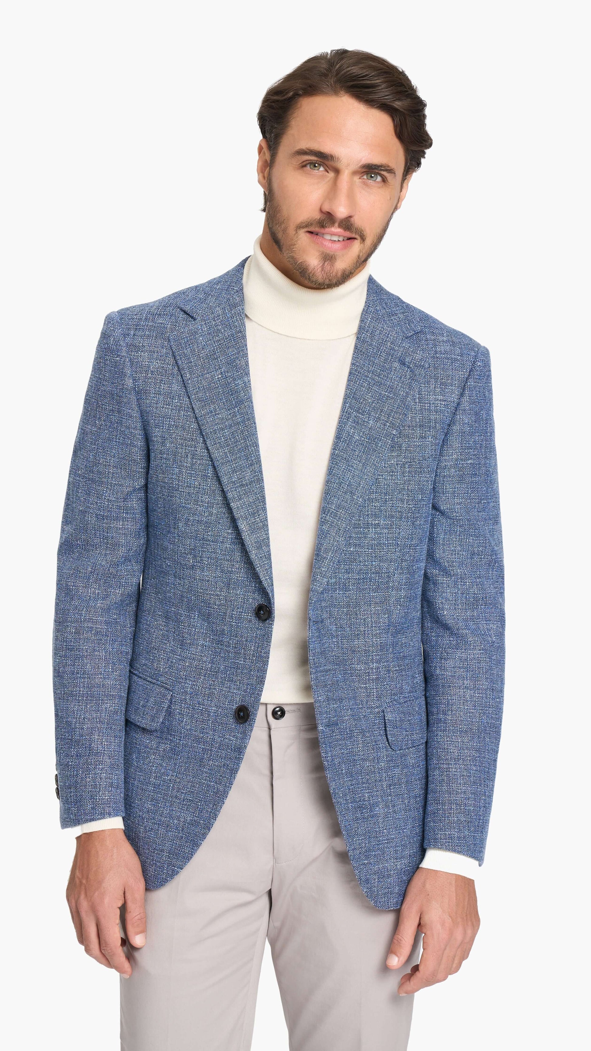 Scabal Steel Blue Hopsack Custom Jacket