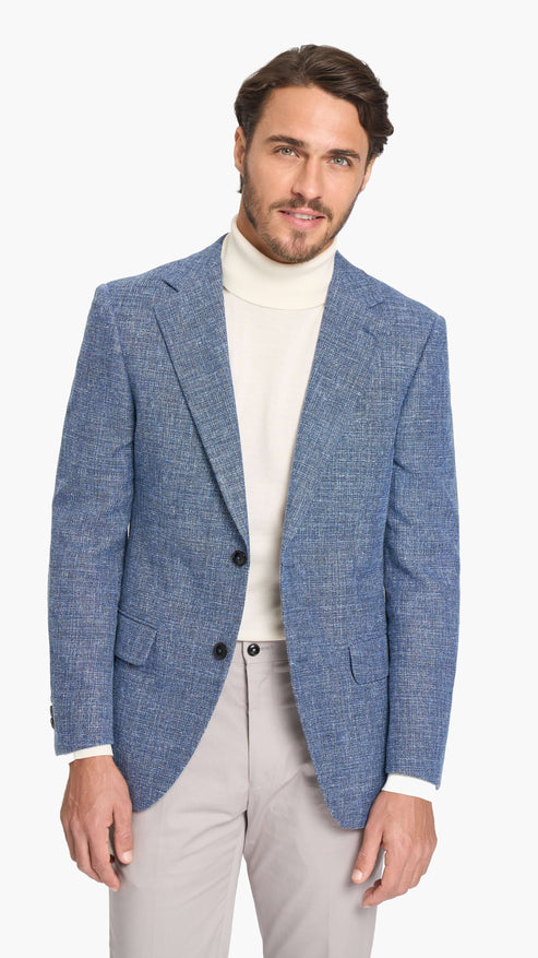 Scabal Steel Blue Hopsack Custom Jacket