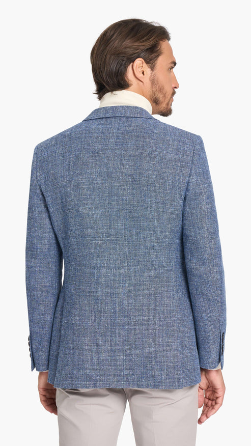 Scabal Steel Blue Hopsack Custom Jacket