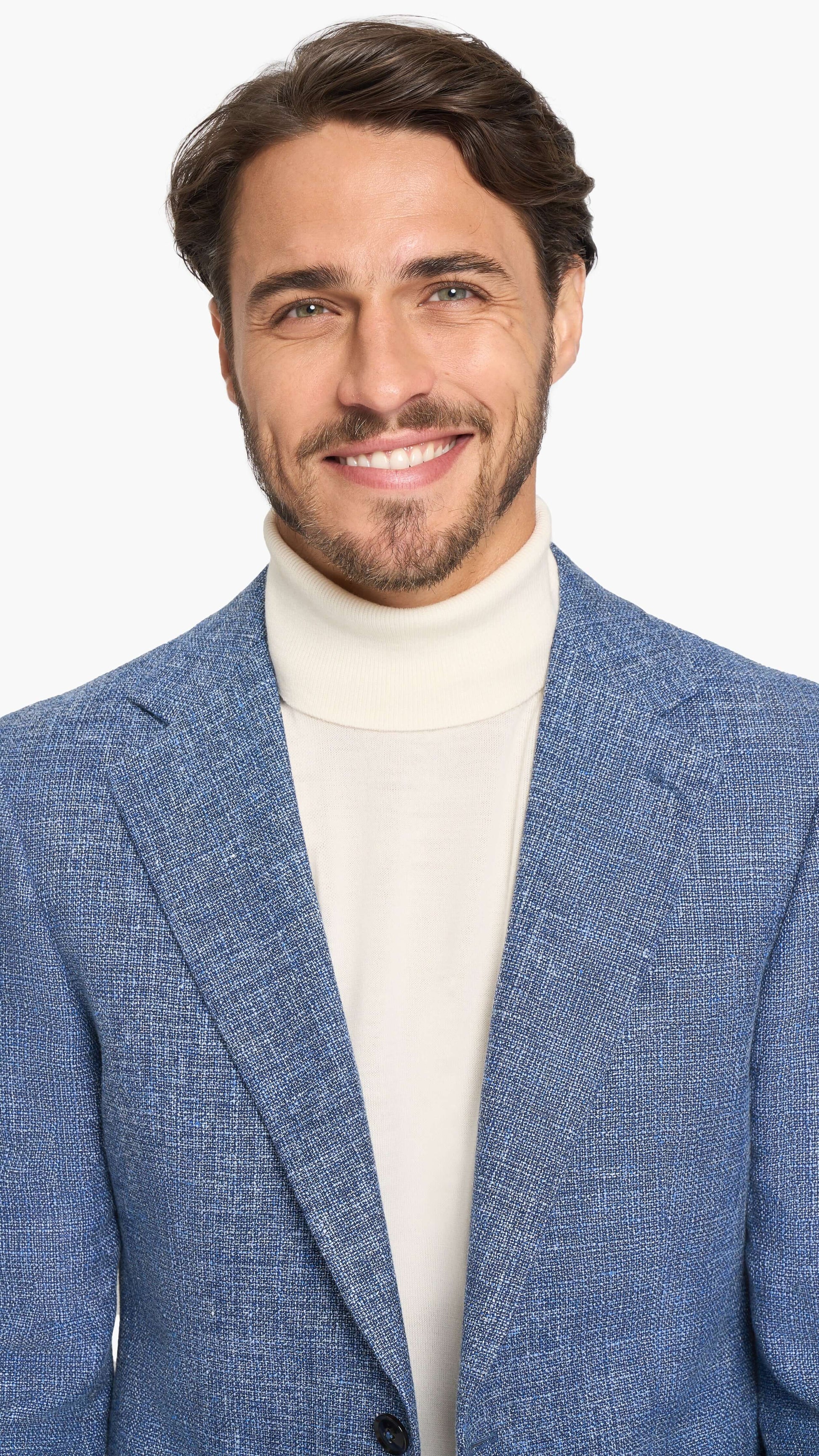 Scabal Steel Blue Hopsack Custom Jacket