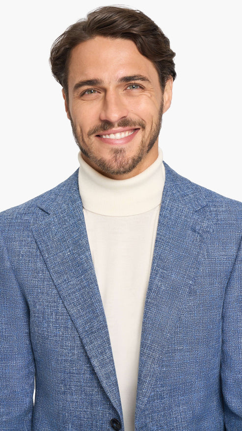 Scabal Steel Blue Hopsack Custom Jacket