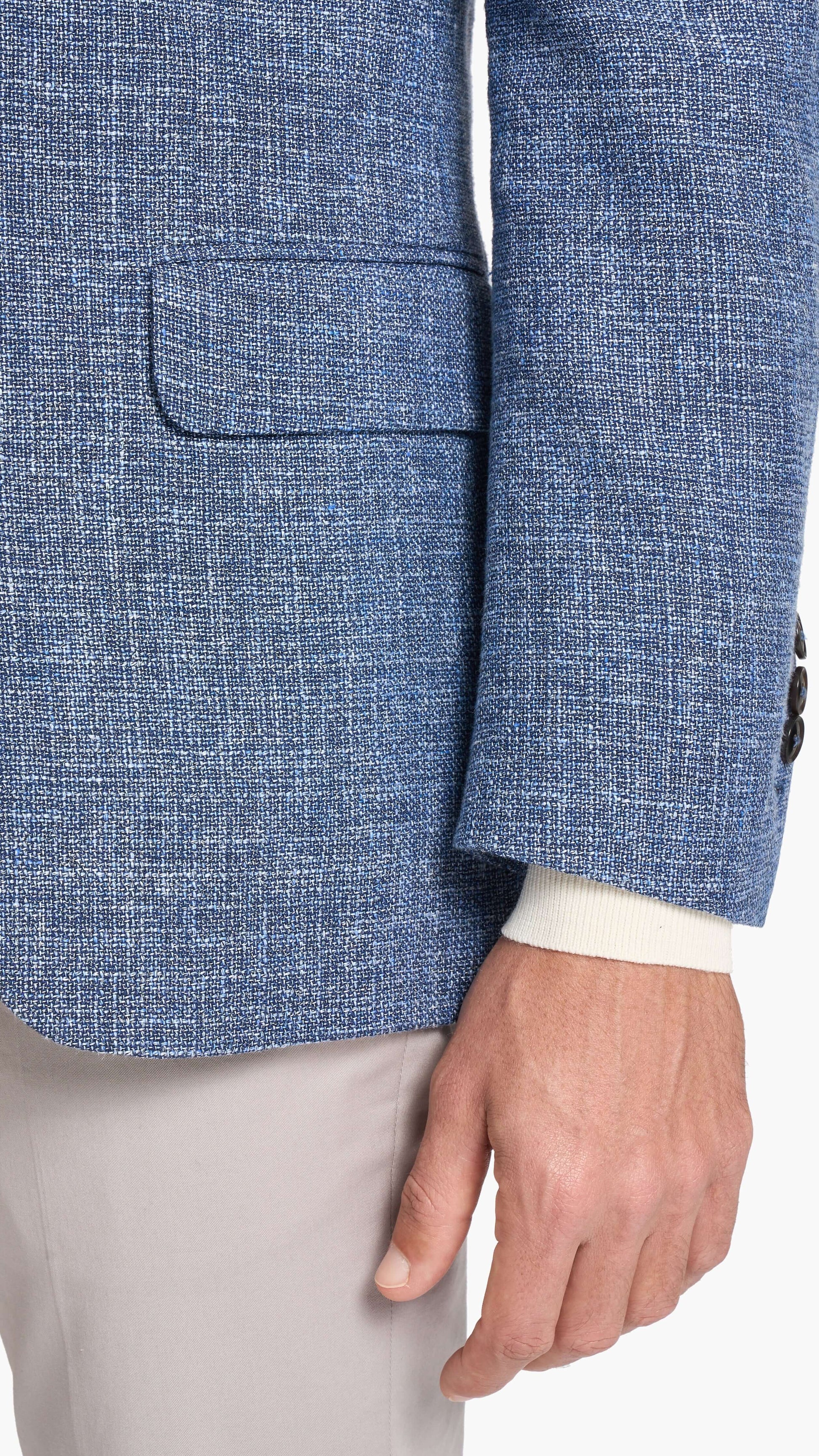 Scabal Steel Blue Hopsack Custom Jacket