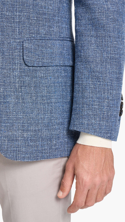 Scabal Steel Blue Hopsack Custom Jacket