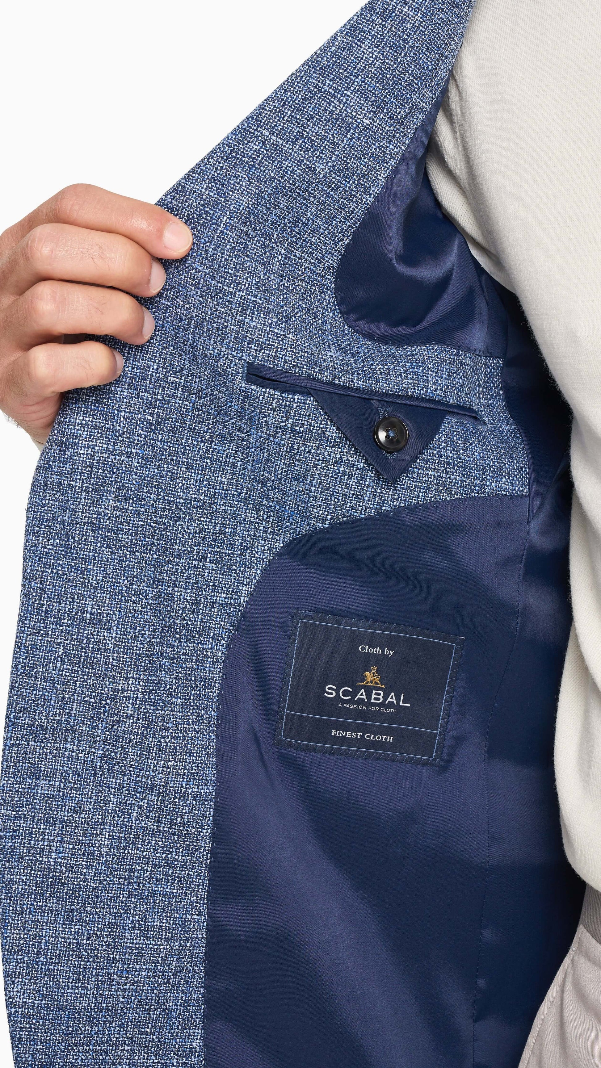 Scabal Steel Blue Hopsack Custom Jacket