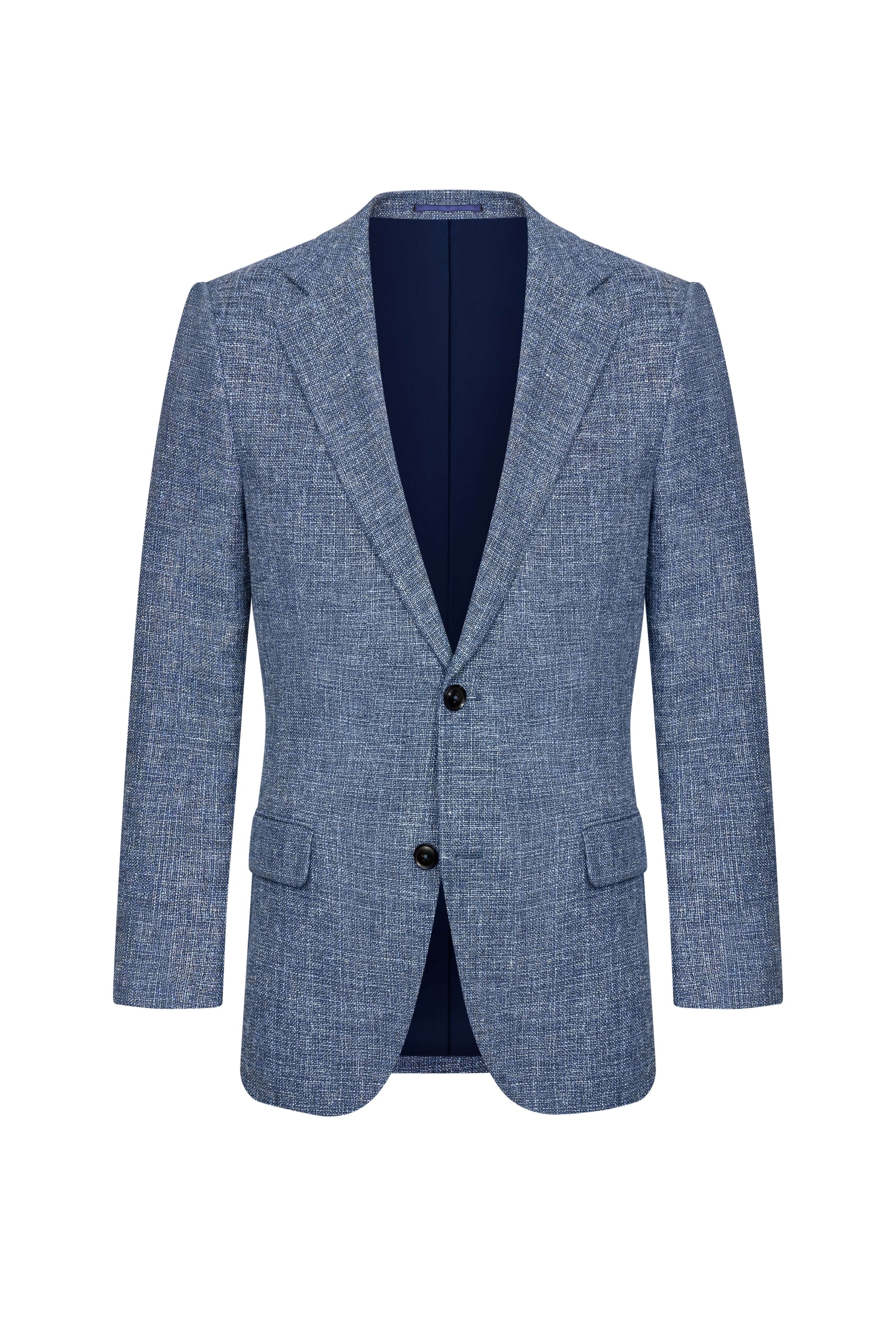 Scabal Steel Blue Hopsack Custom Jacket