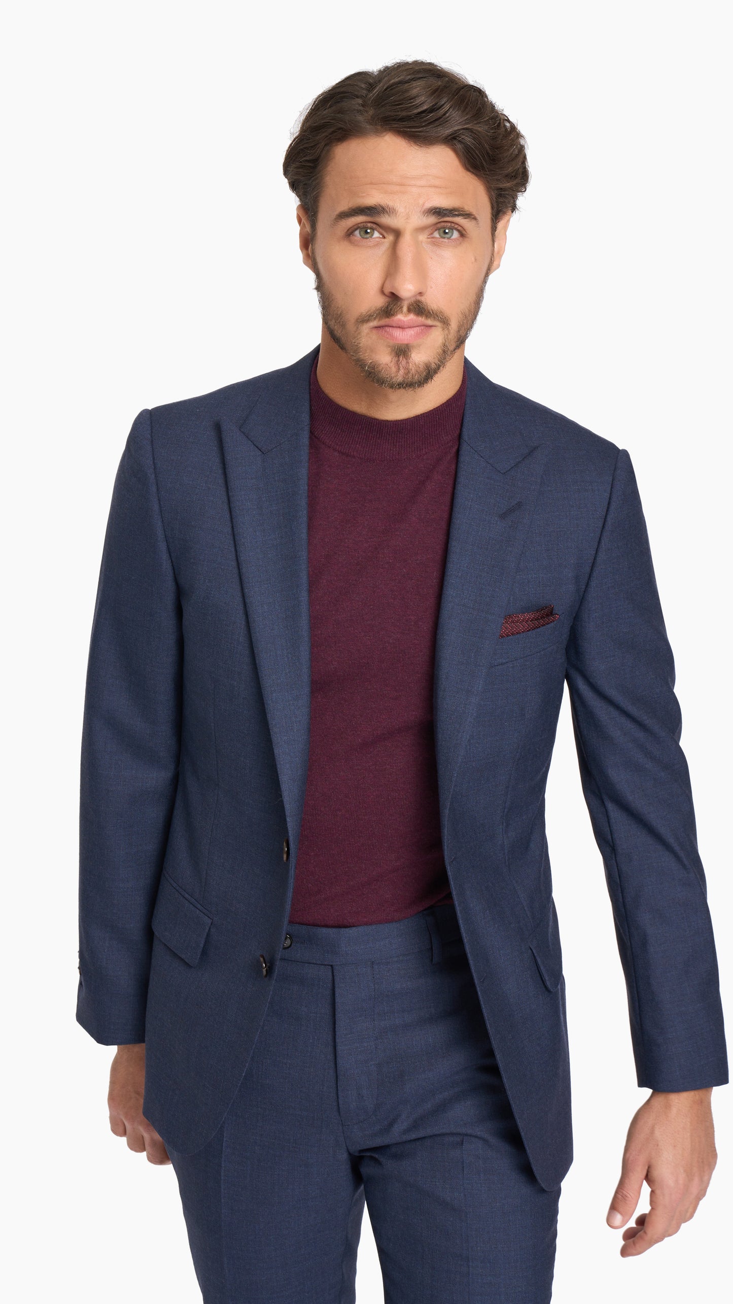 Scabal Navy Blue Plain Weave Custom Suit