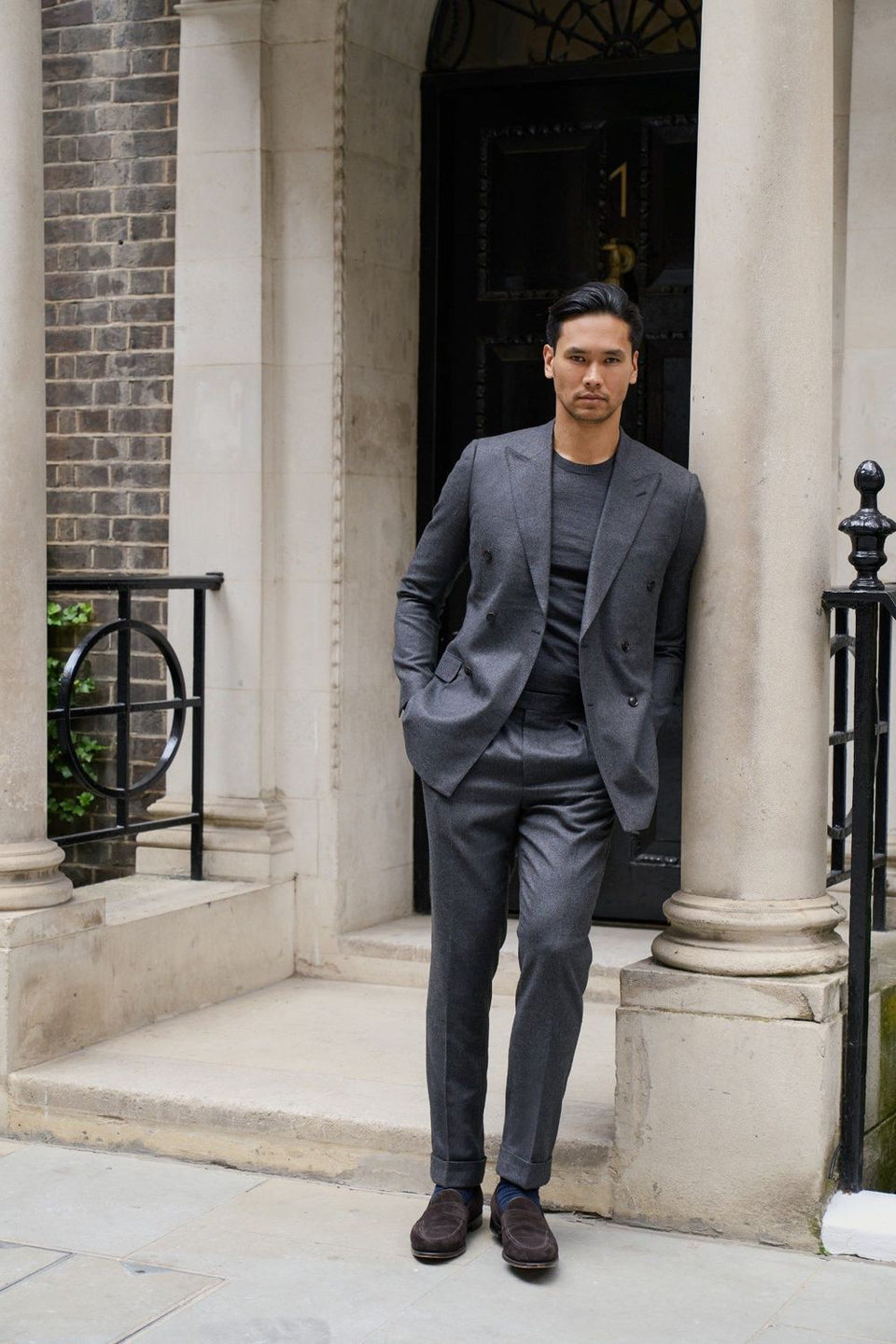 Grey double-breasted made-to-measure suit