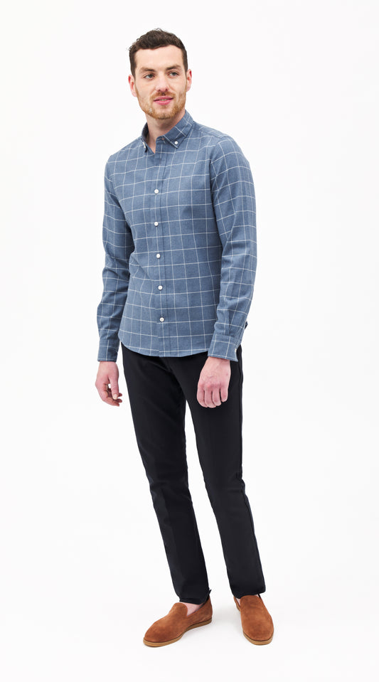 Somelos Blue Flannel Windowpane Custom Shirt