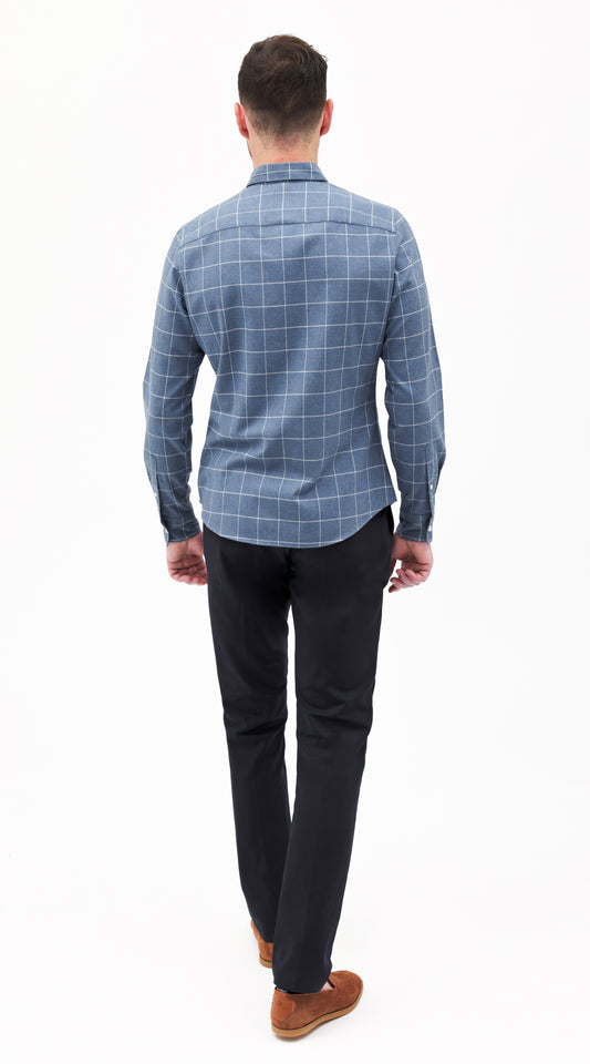 Somelos Blue Flannel Windowpane Custom Shirt