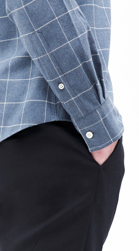 Somelos Blue Flannel Windowpane Custom Shirt