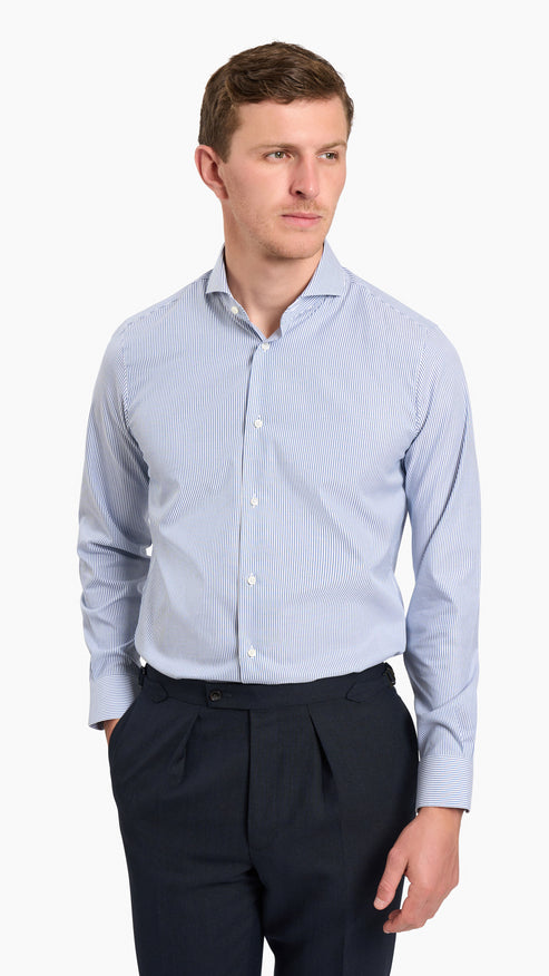 Dark Blue Striped Shirt
