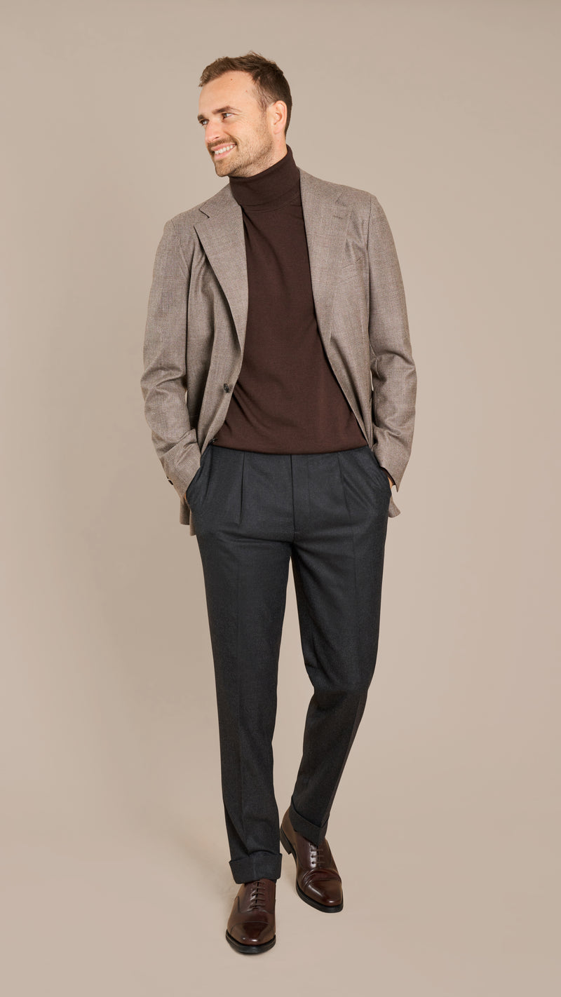 House Mid Brown Flannel Glencheck Jacket