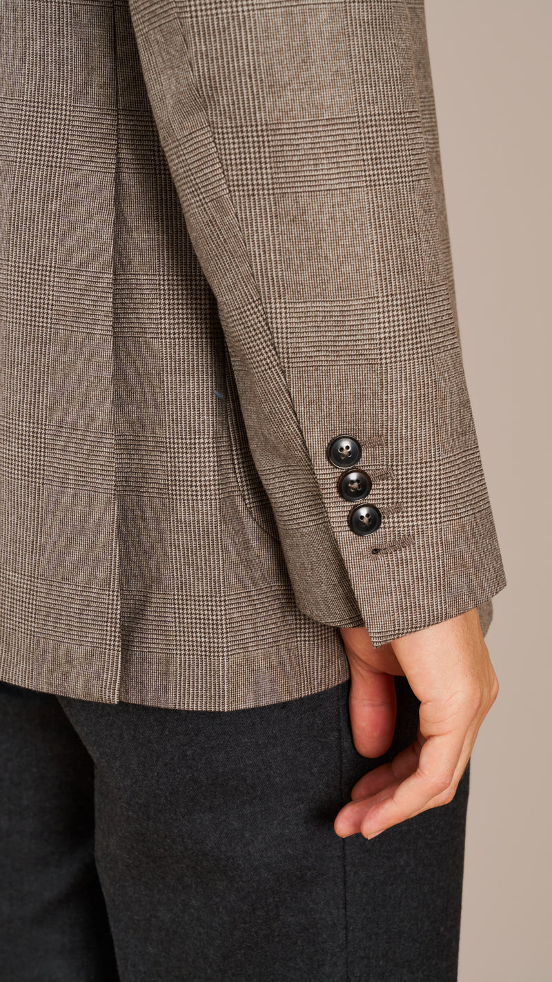 House Mid Brown Flannel Glencheck Jacket