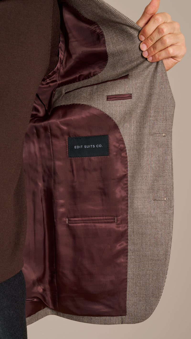 House Mid Brown Flannel Glencheck Jacket