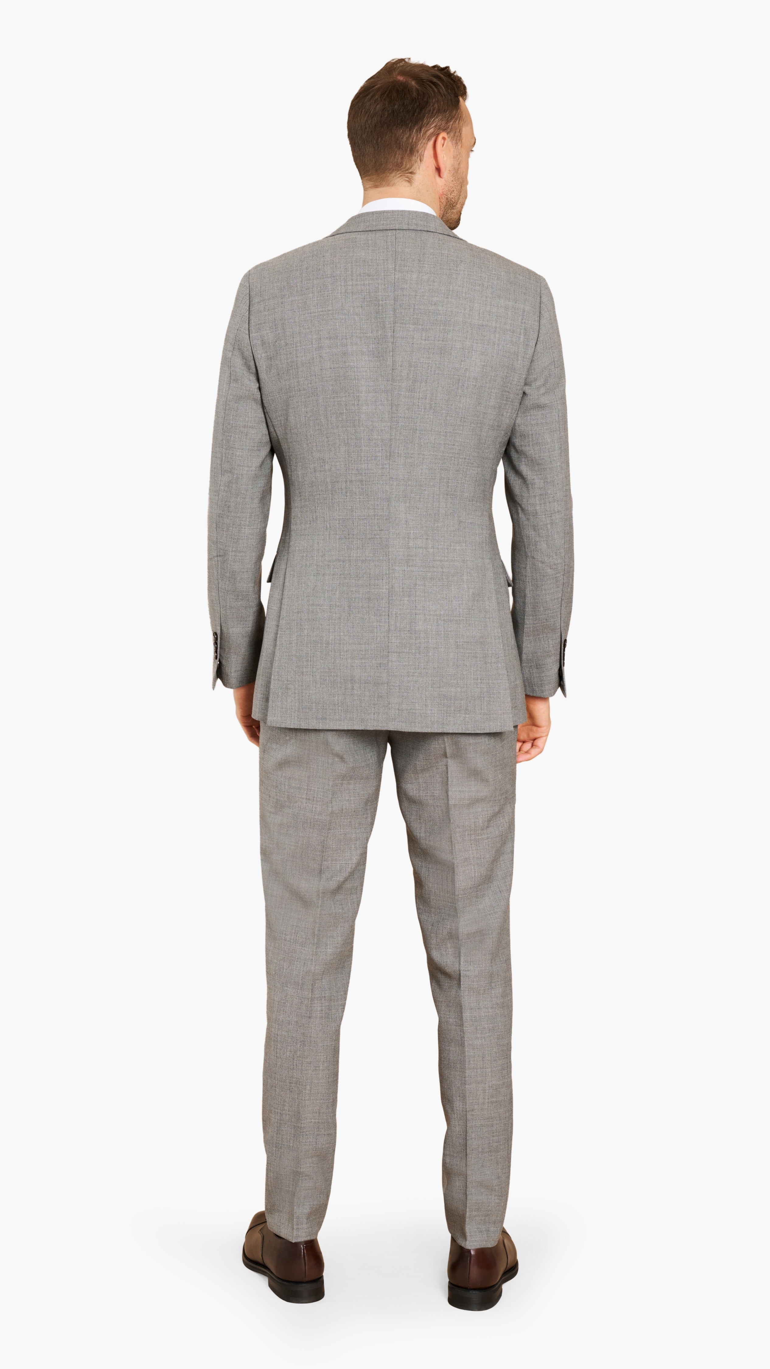 Alfred Brown Mid Grey High Twist Wool Ready to Wear Suit - Edit