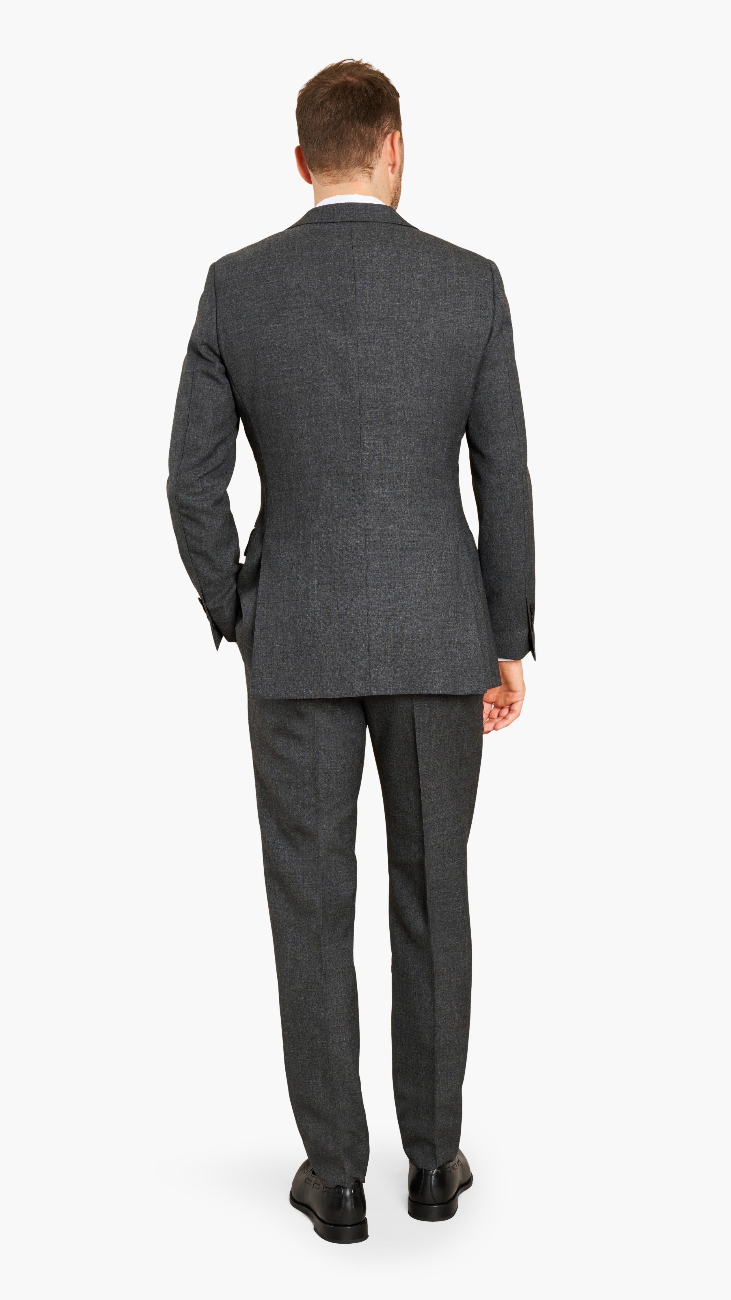 Alfred Brown Dark Grey High Twist Wool Custom Suit - Edit Suits Co.