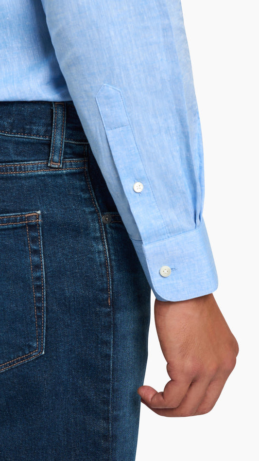 Blue Linen Custom Shirt - Shirt