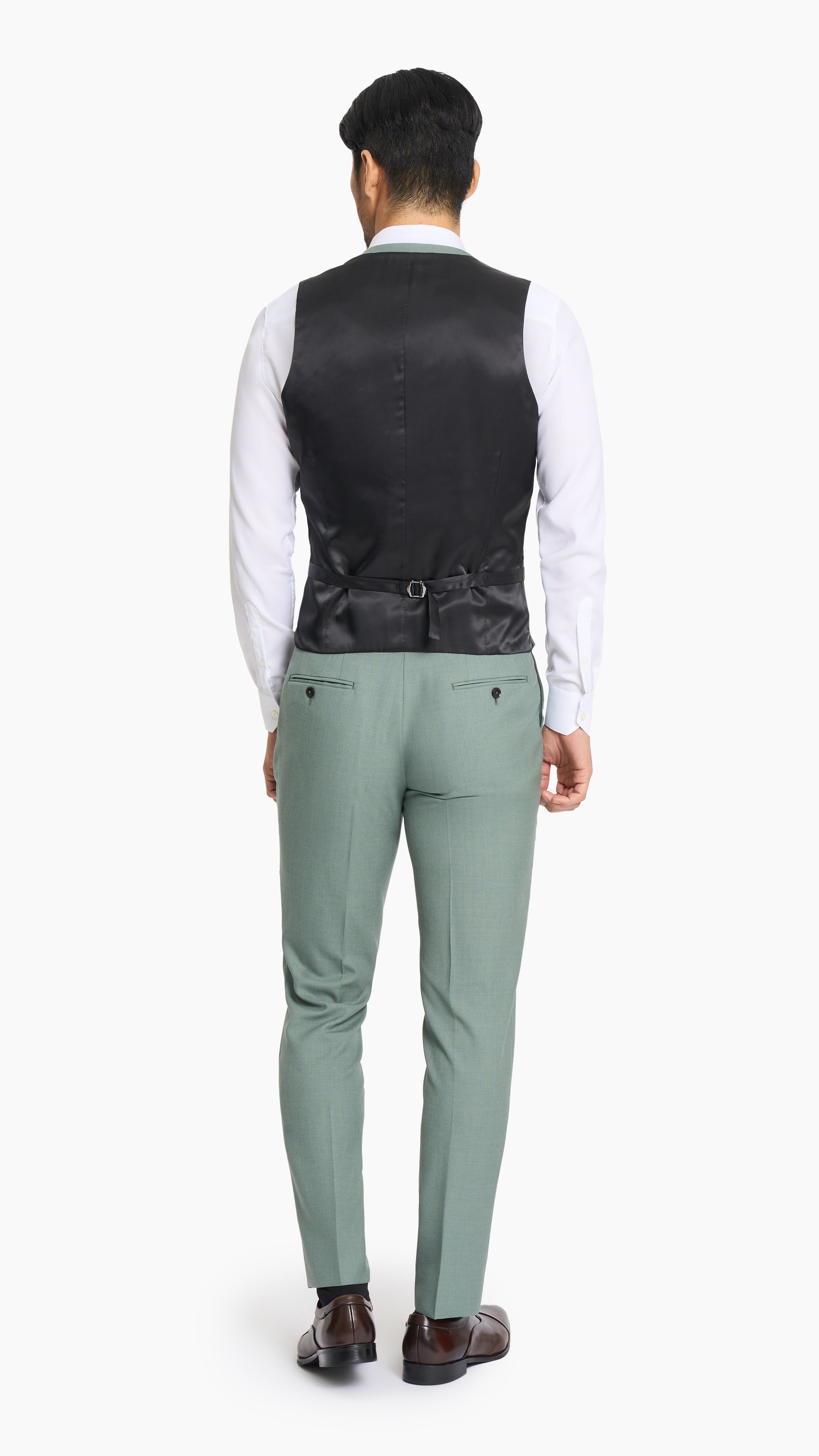Holland & Sherry Sage Green Hopsack Waistcoat