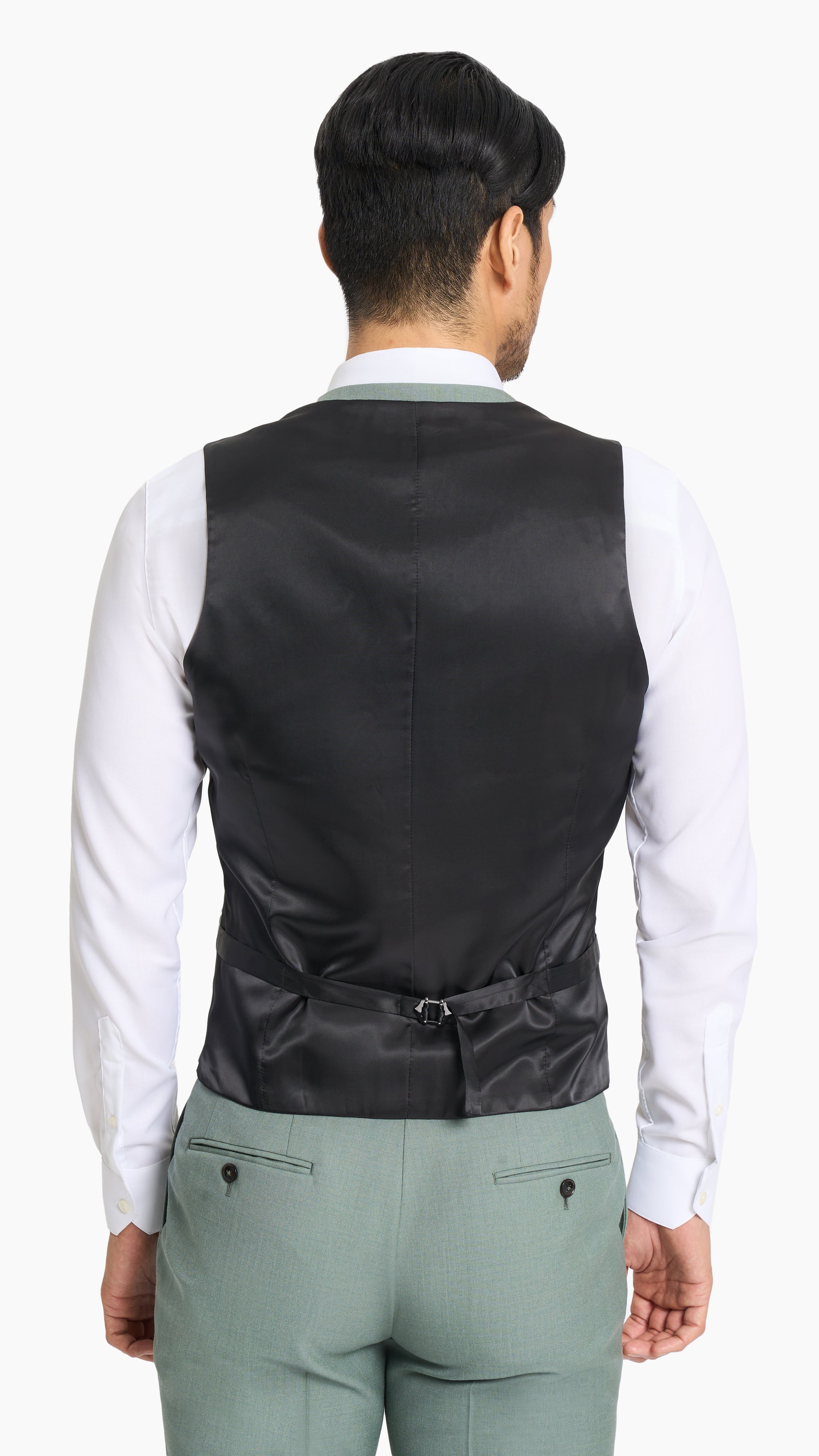 Holland & Sherry Sage Green Hopsack Waistcoat