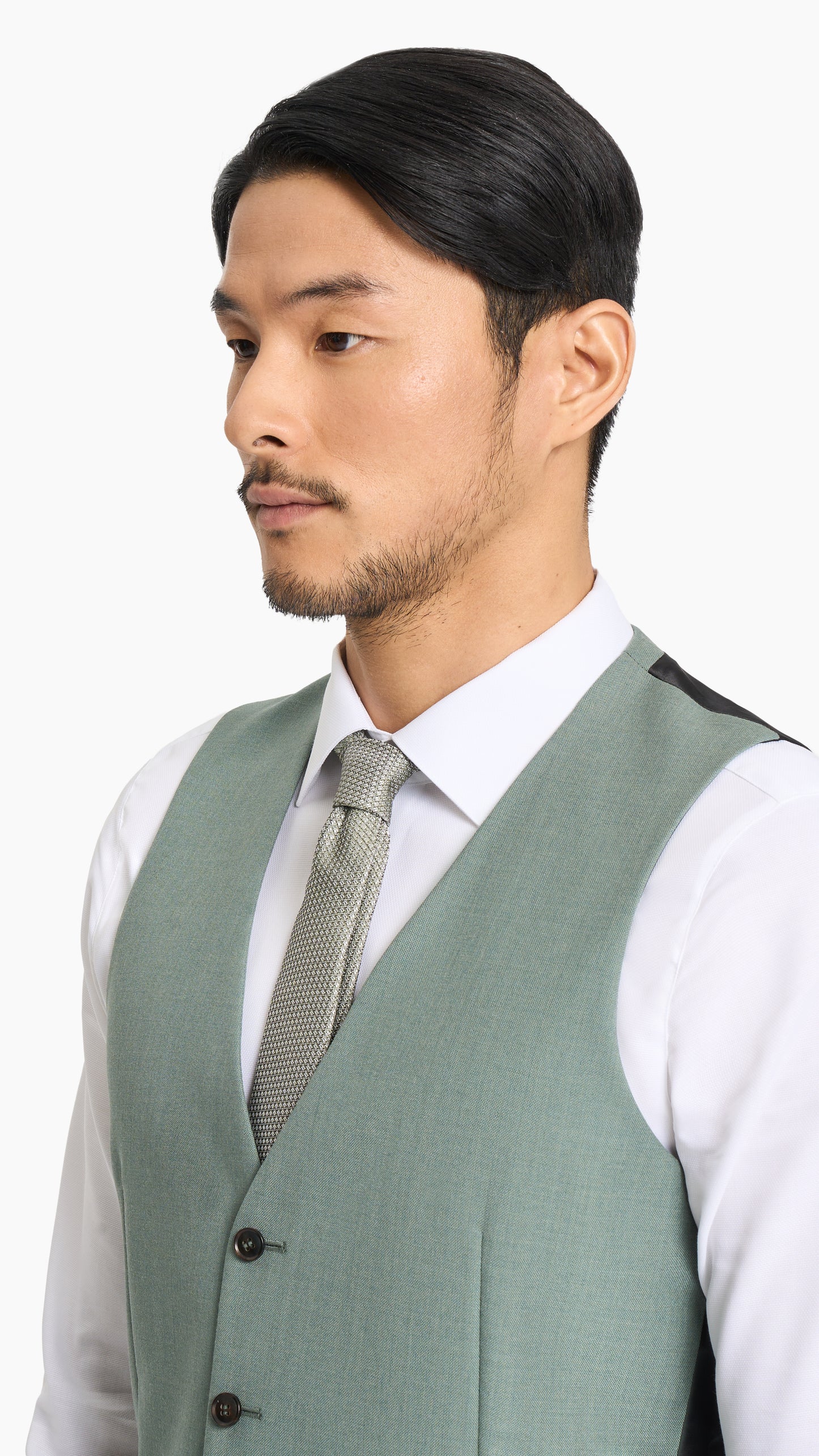Holland & Sherry Sage Green Hopsack Waistcoat
