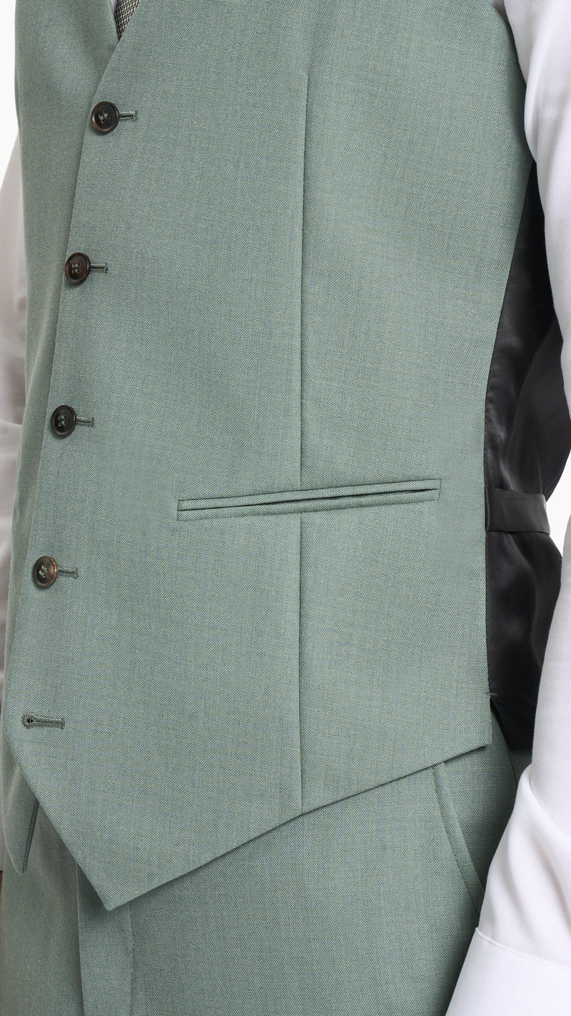 Holland & Sherry Sage Green Hopsack Waistcoat