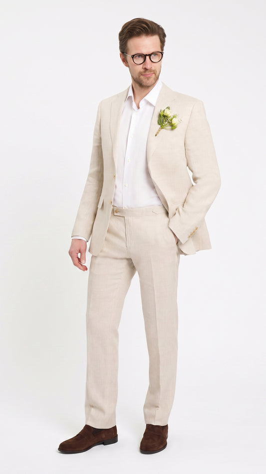 Natural Cream Linen Custom Suit