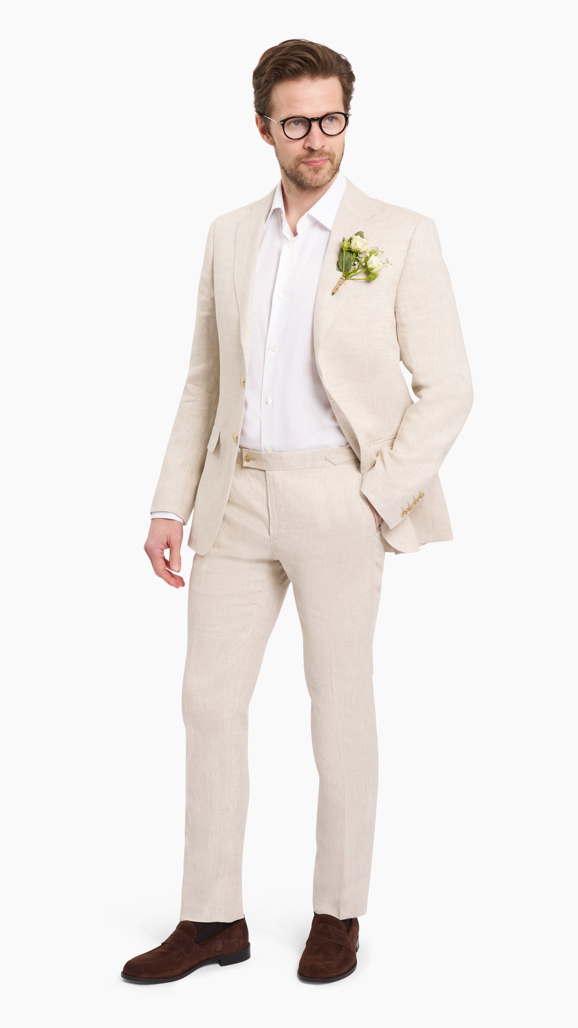 Natural Cream Linen Suit - Suit