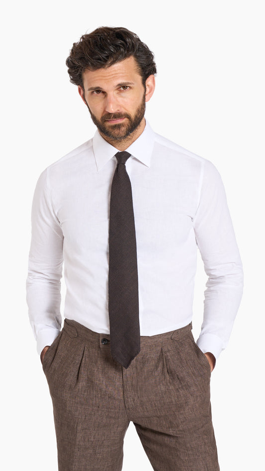 White Linen Blend Shirt