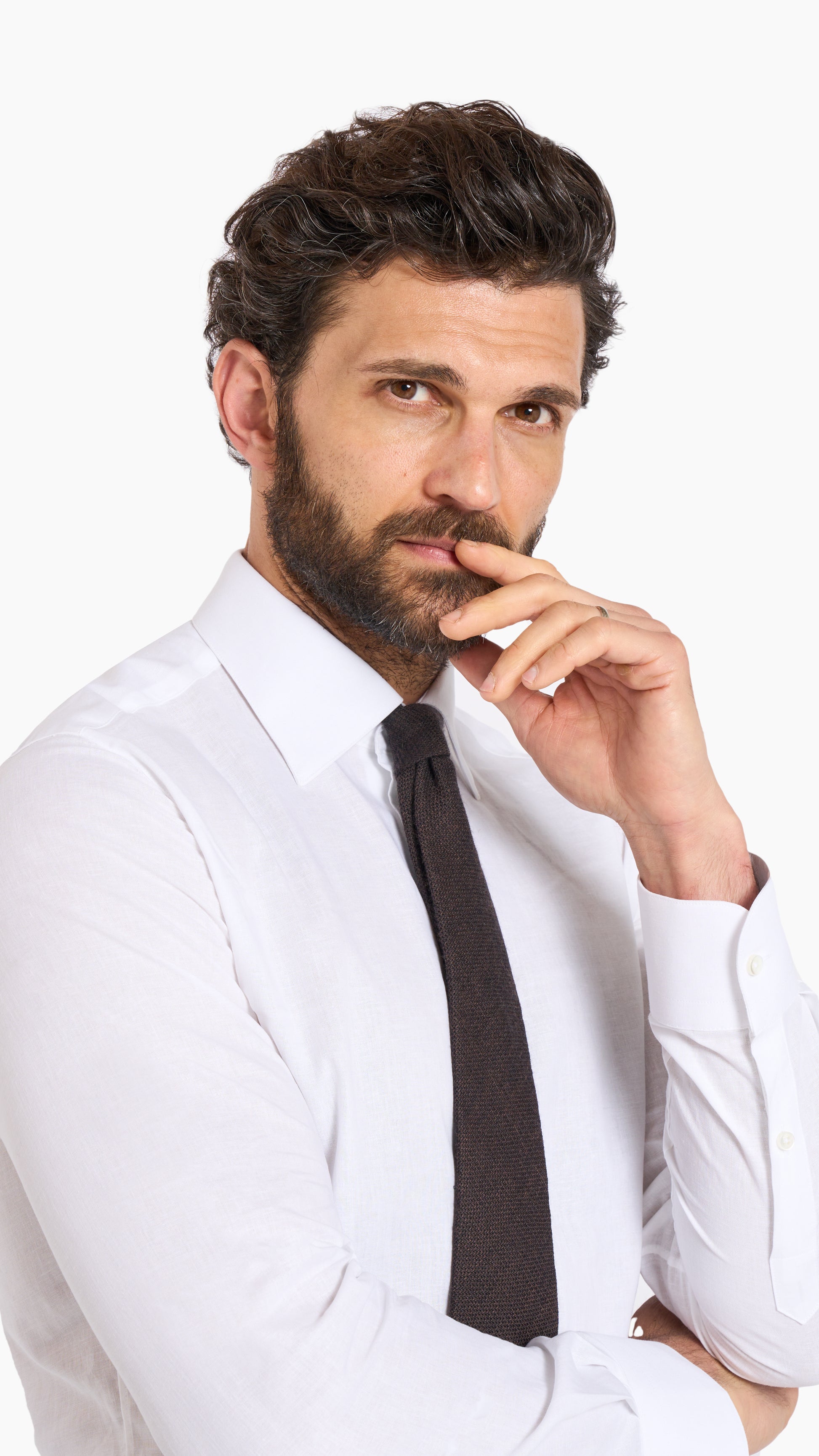 White Linen Blend Shirt