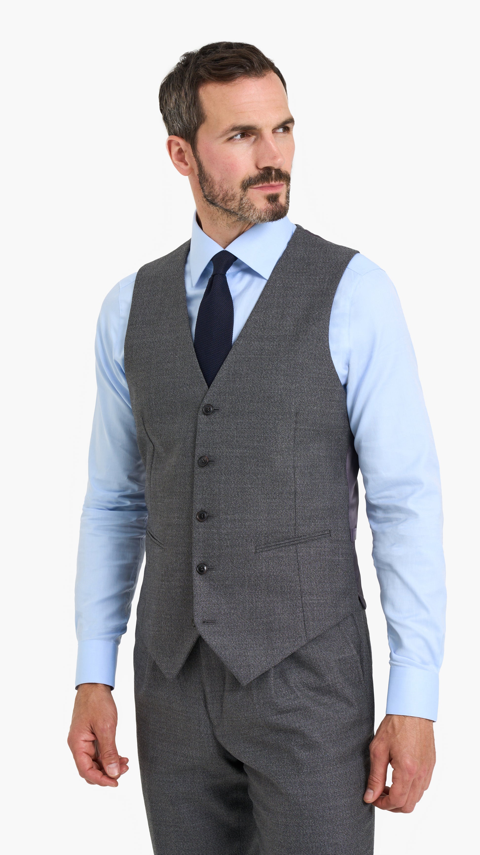 Holland & Sherry Grey Plain Custom Waistcoat