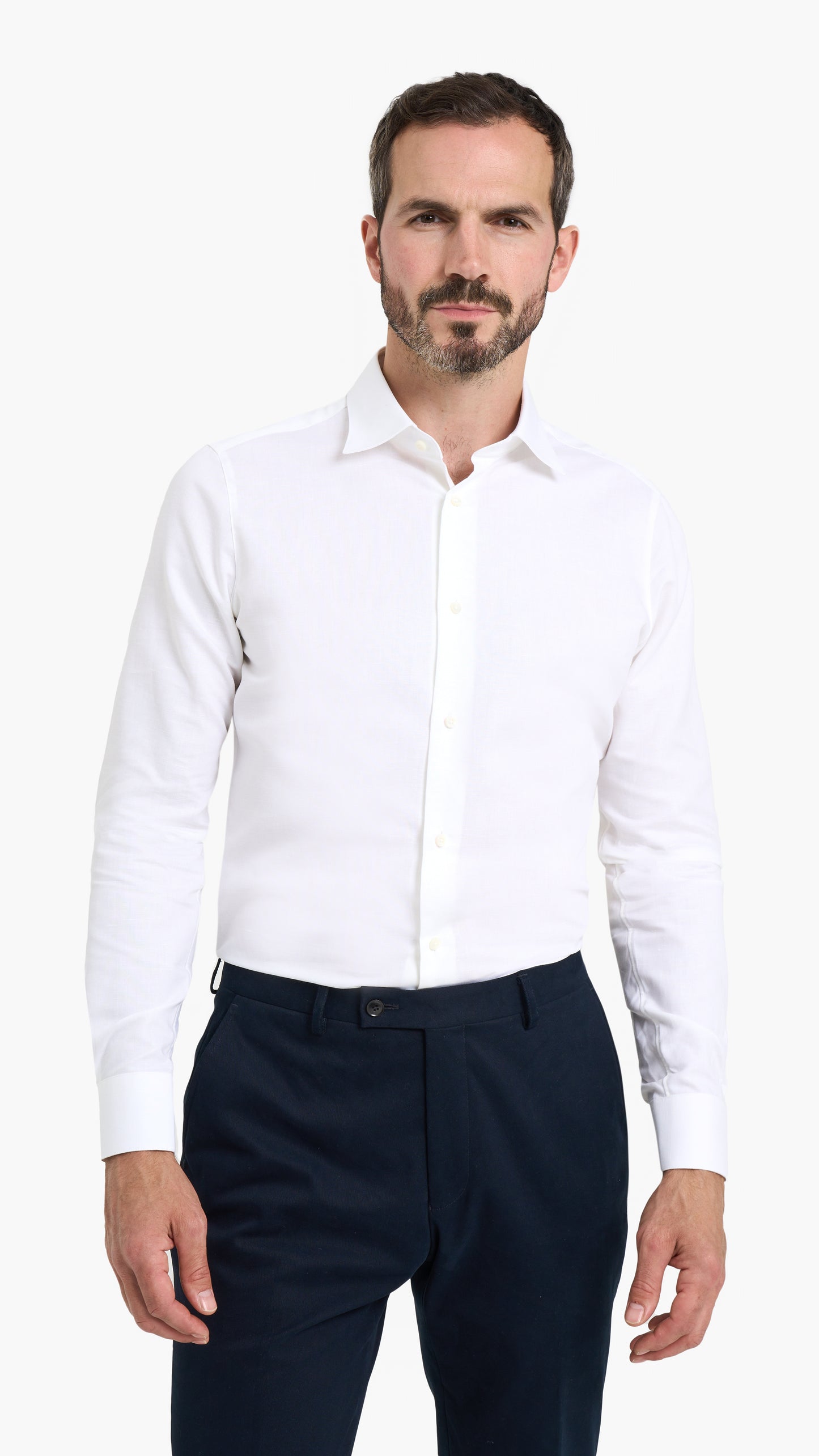 White Linen Blend Shirt