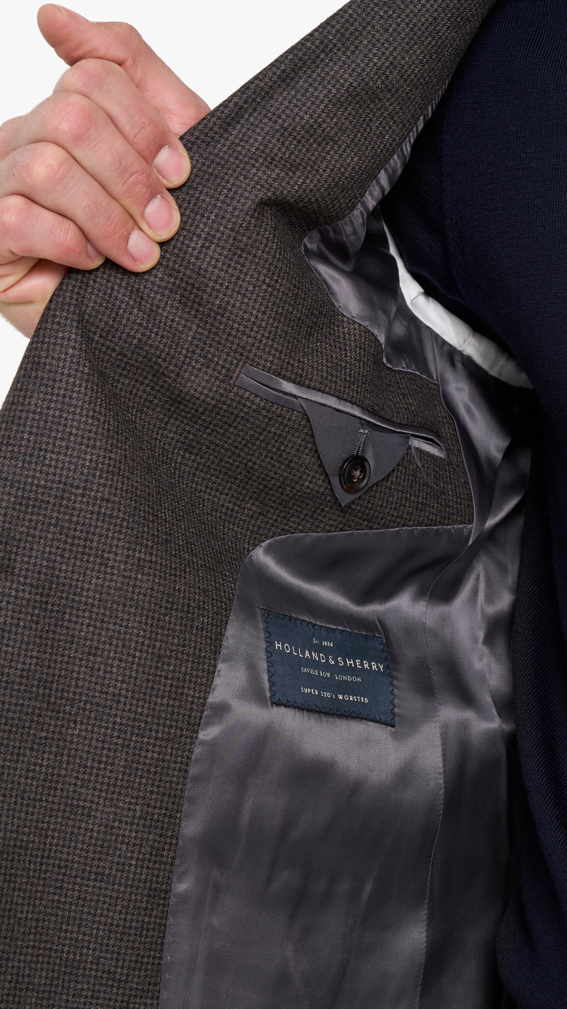Holland & Sherry Brown Houndstooth Custom Jacket