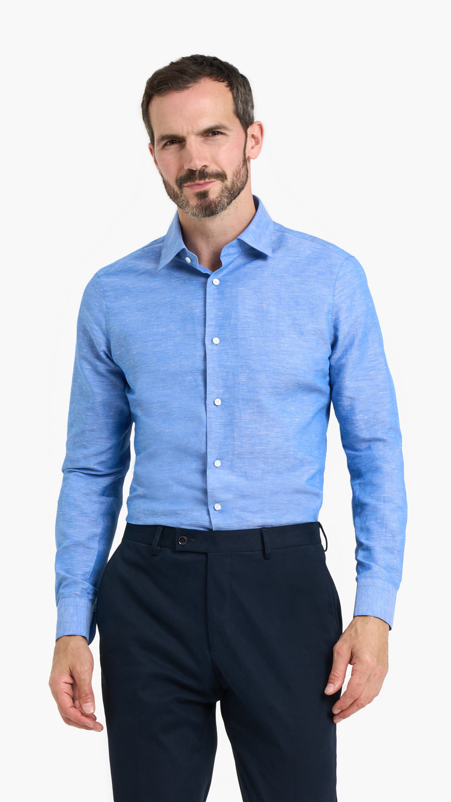 Mid Blue Linen Blend Shirt