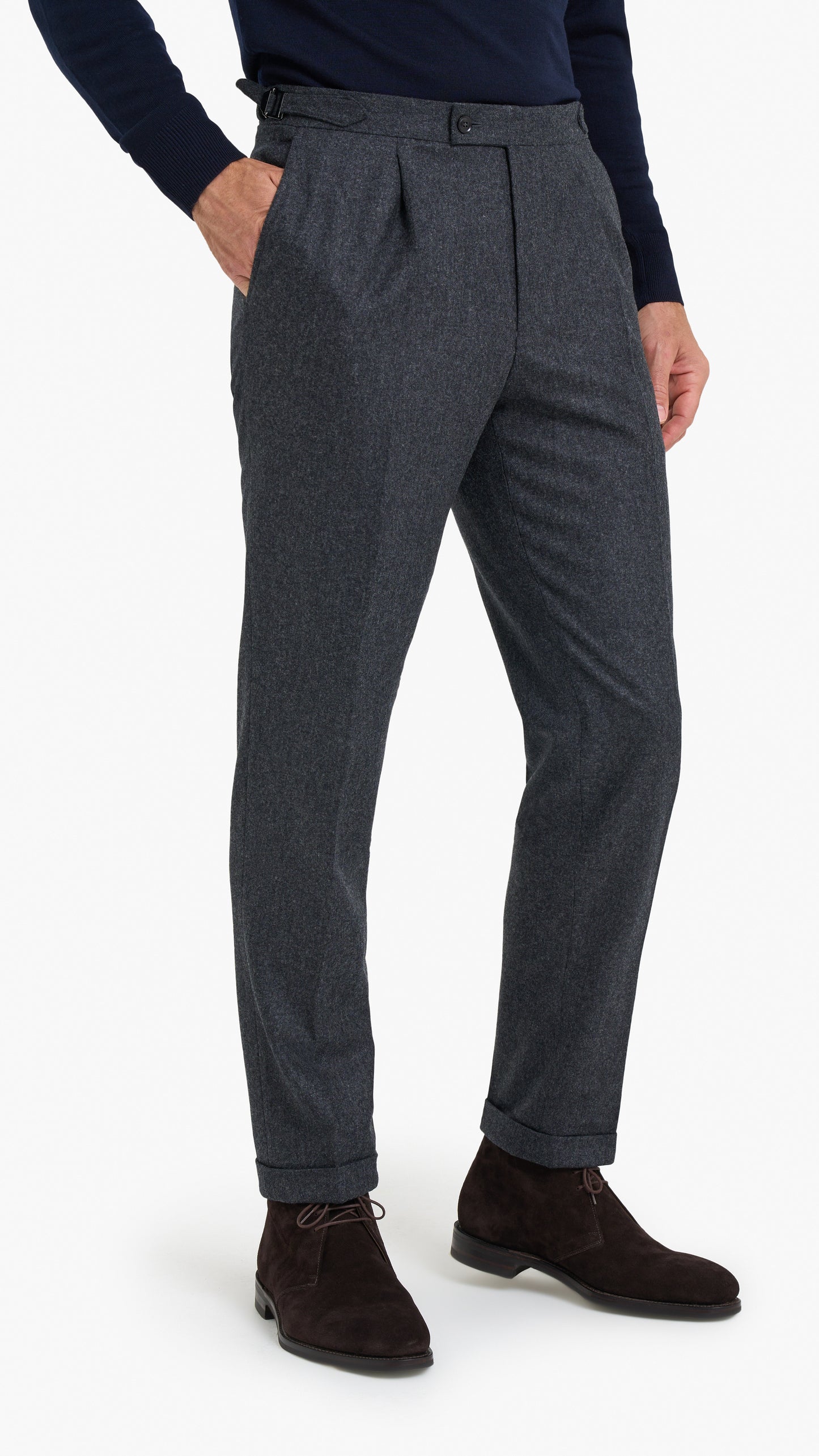 Holland & Sherry Dark Grey Flannel Custom Trouser