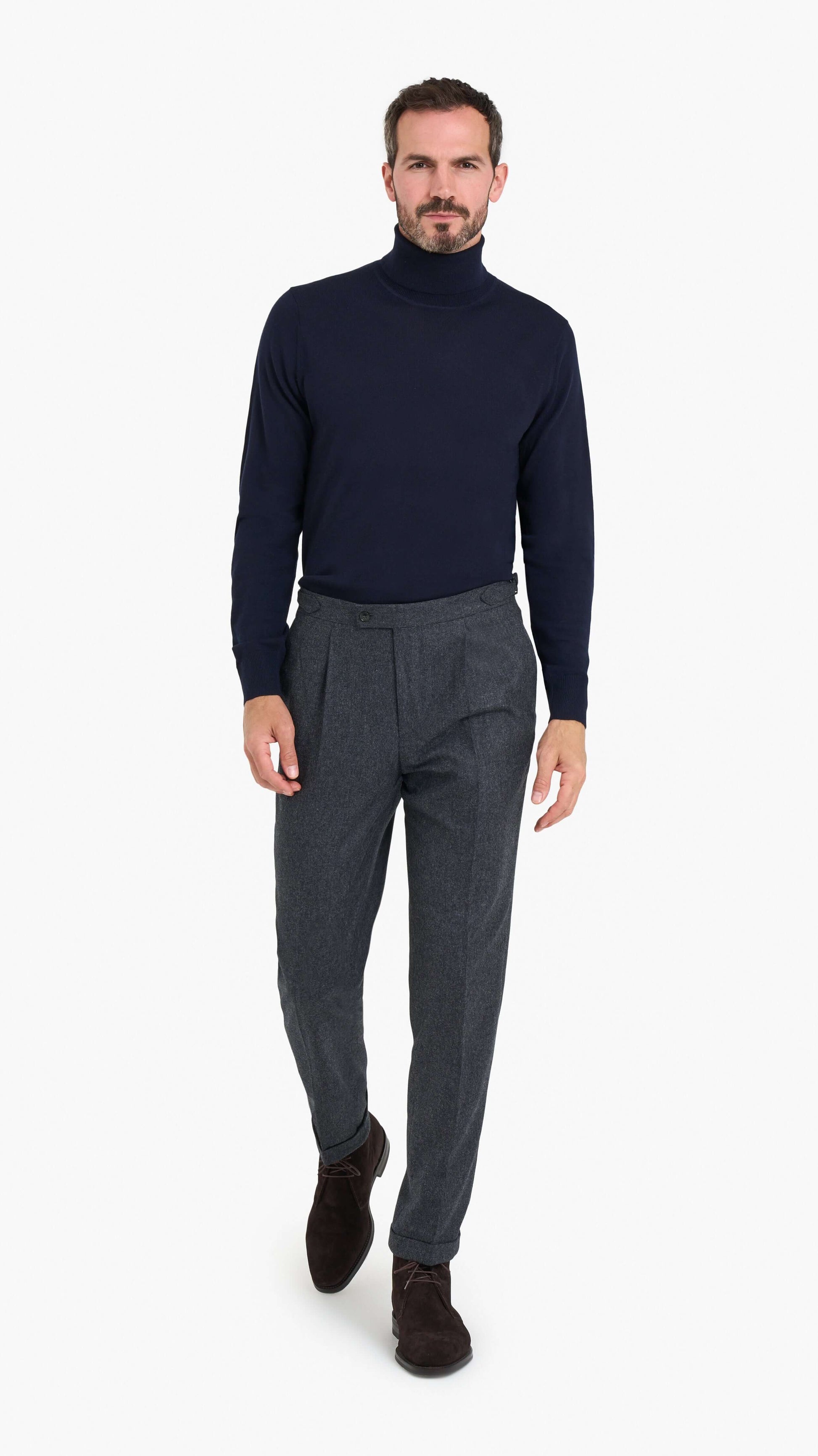 Holland & Sherry Dark Grey Flannel Custom Trouser