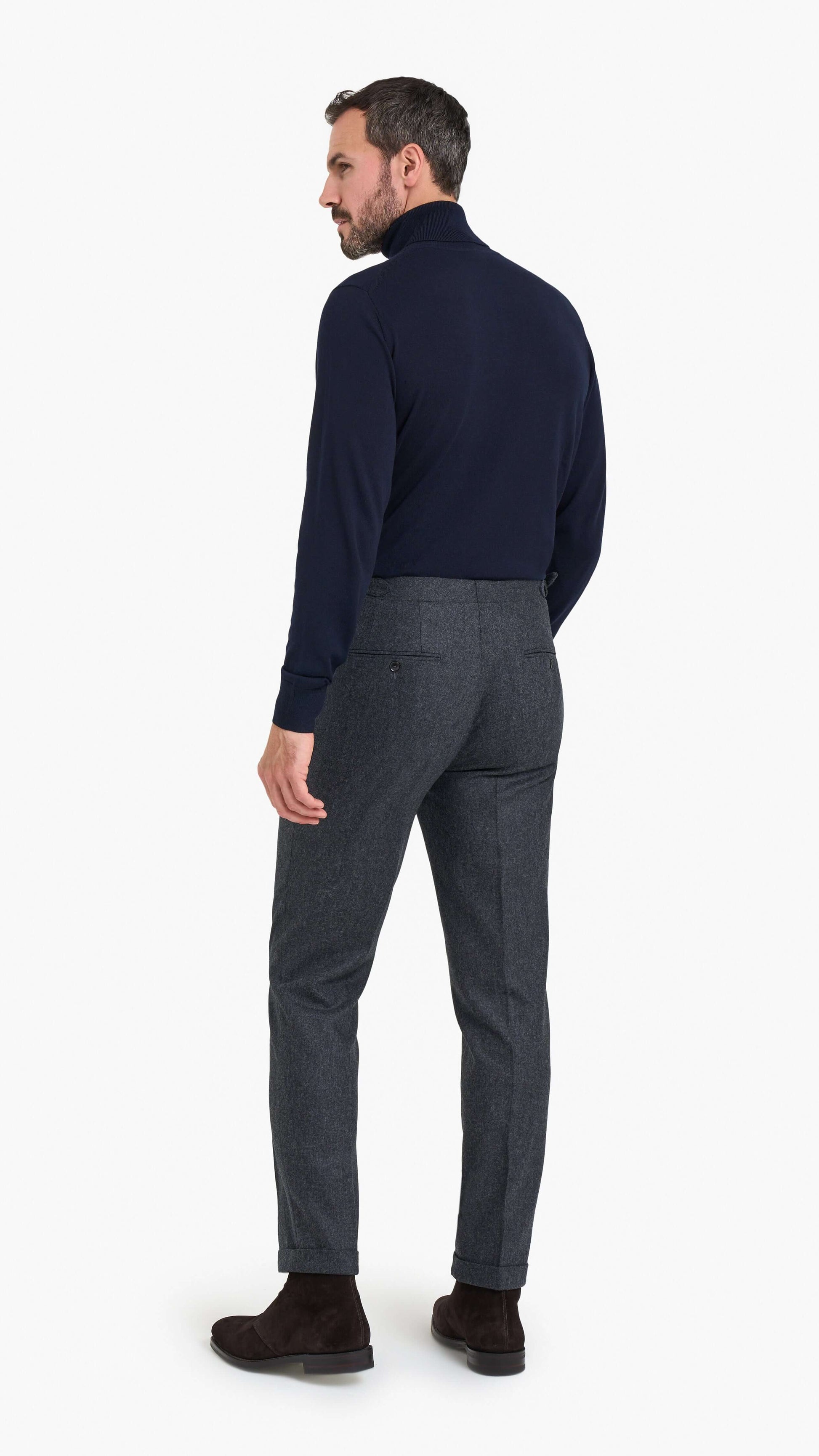 Holland & Sherry Dark Grey Flannel Custom Trouser