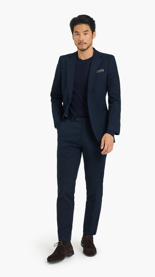 Mid Blue Cotton Custom Suit