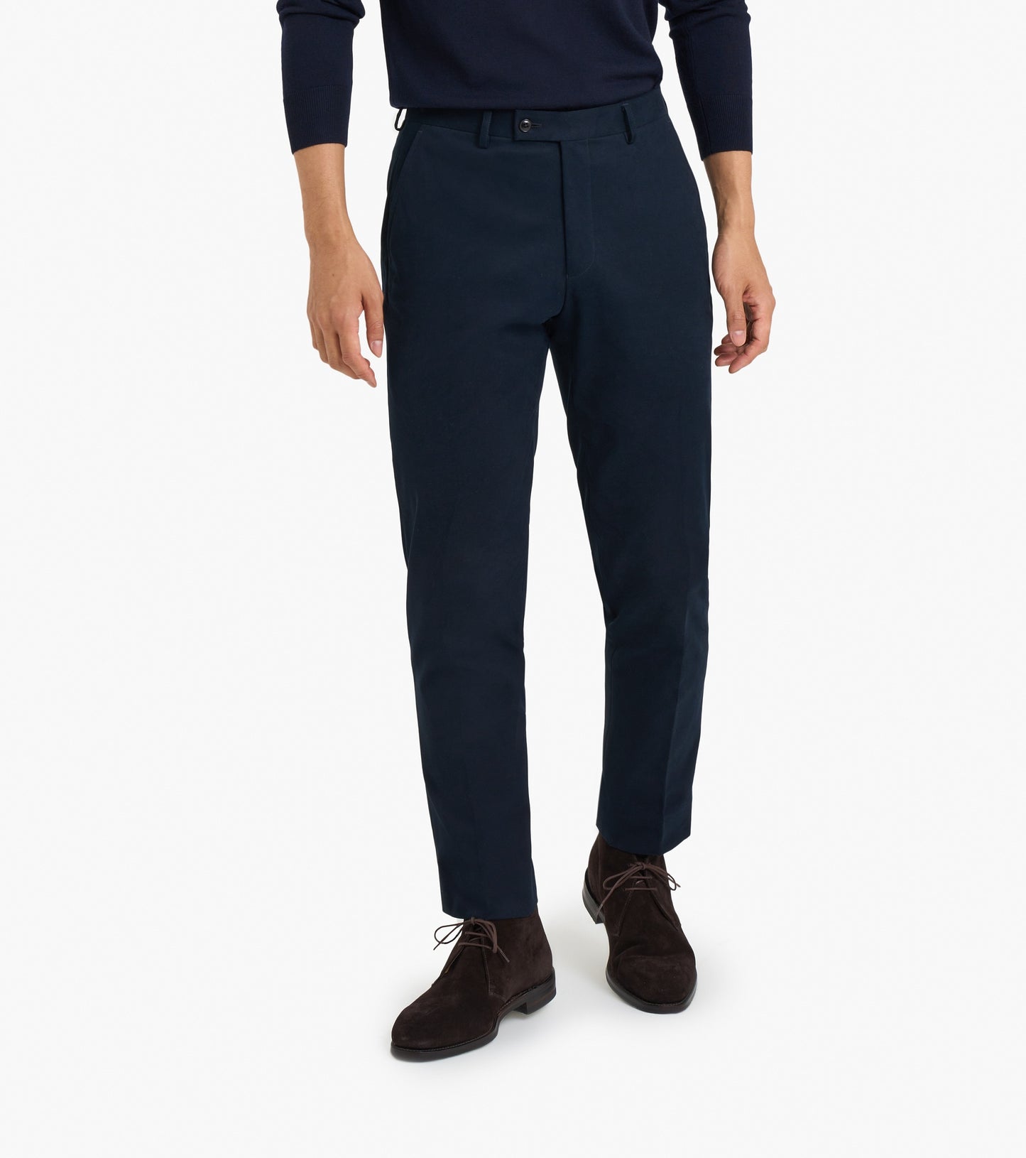 Mid Blue Cotton Custom Trouser