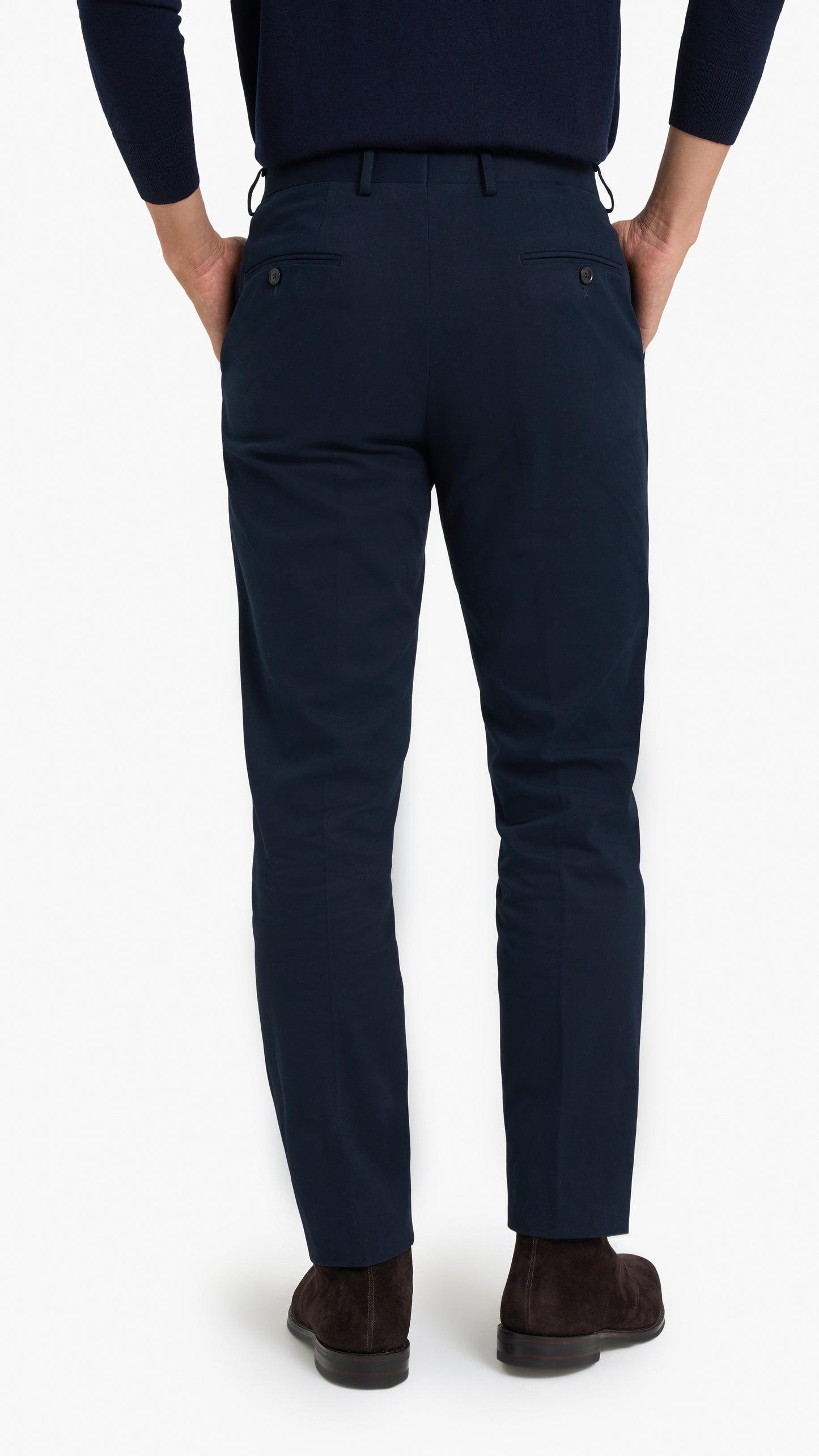 Mid Blue Cotton Custom Trouser