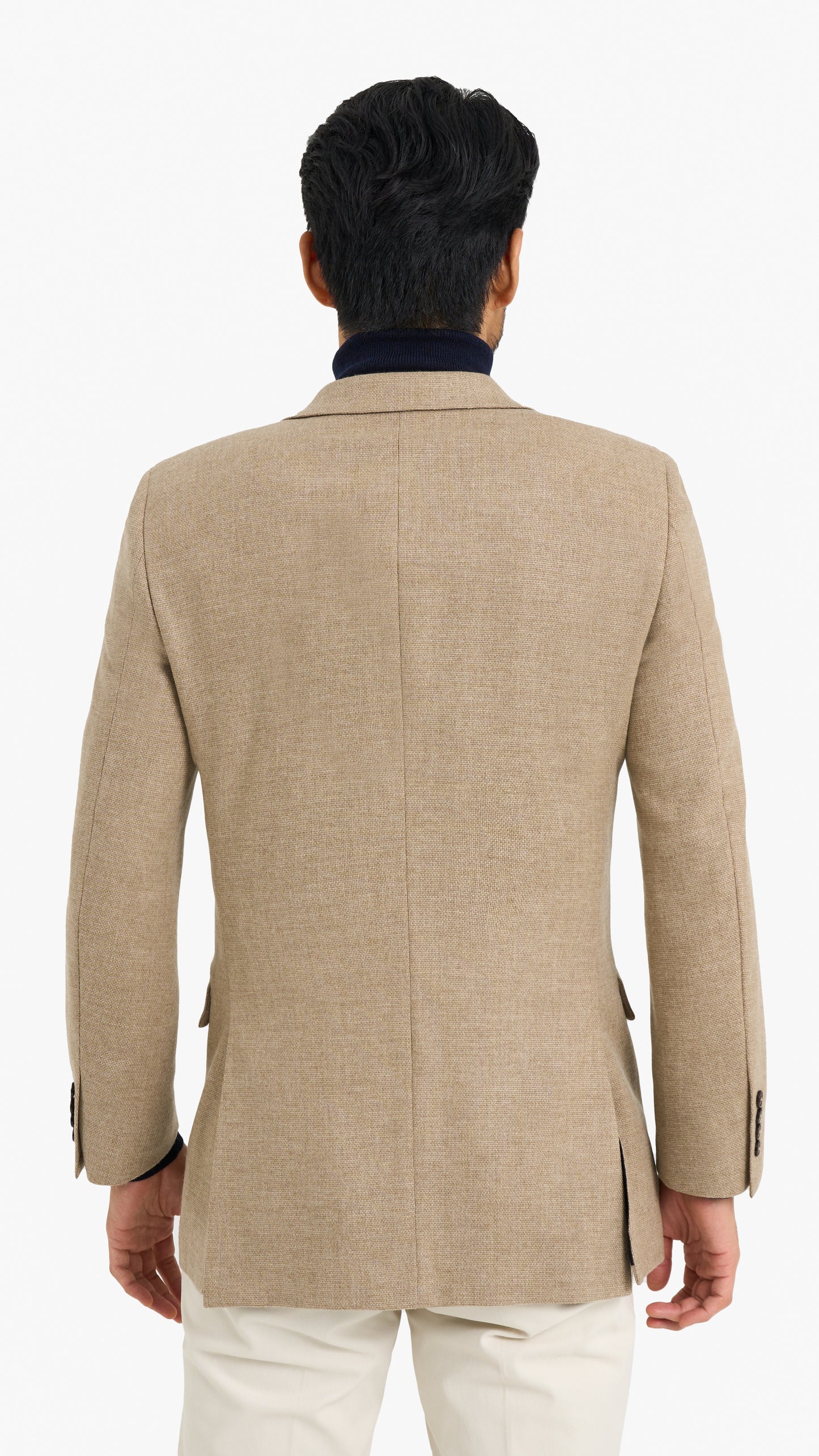 Beige Cashmere Blend Plain Custom Jacket