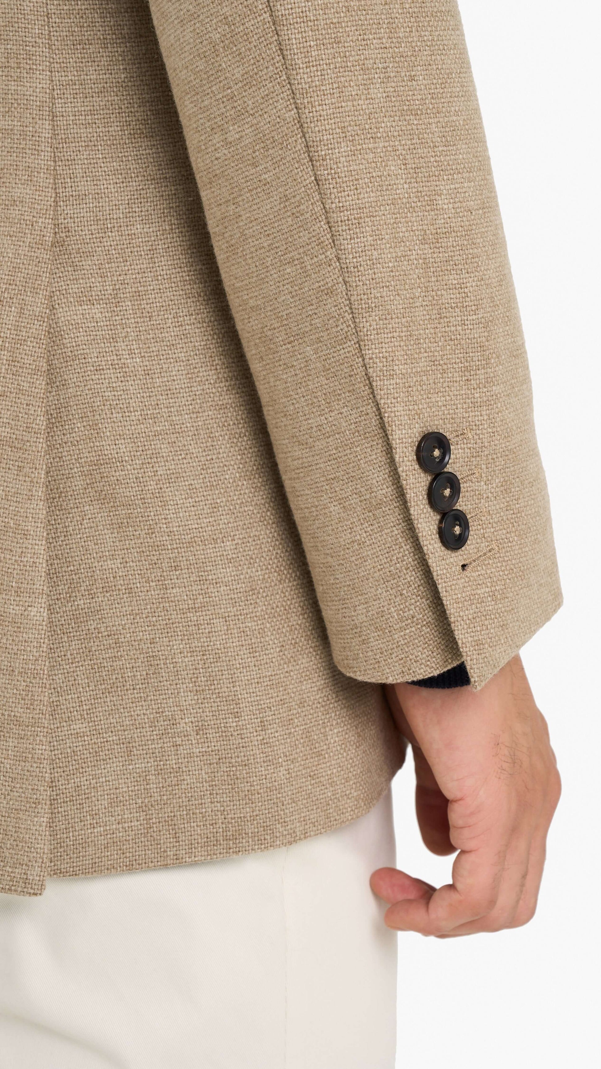Dormeuil Beige Cashmere Blend Plain Custom Jacket