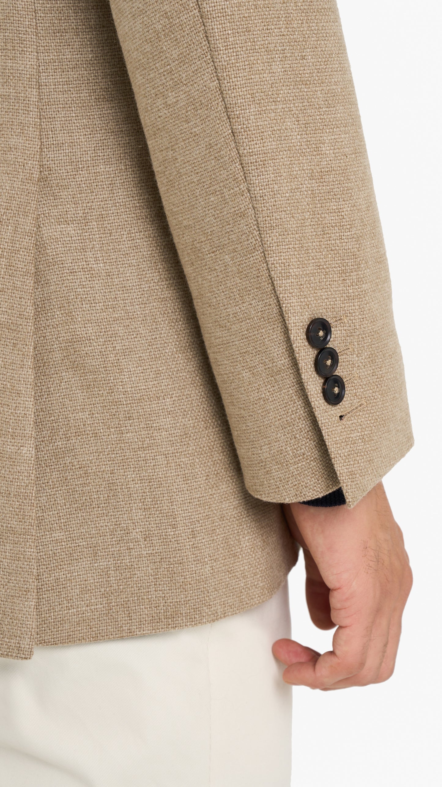 Beige Cashmere Blend Plain Custom Jacket