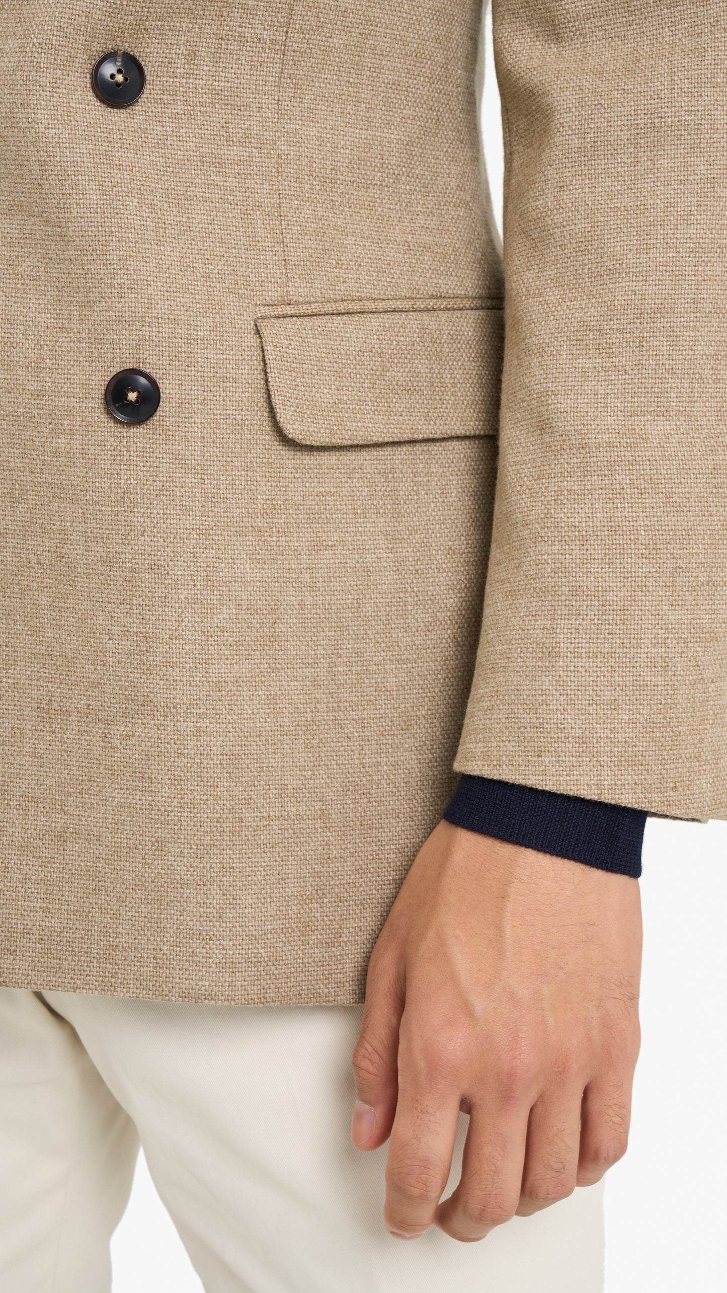 Beige Cashmere Blend Plain Custom Jacket