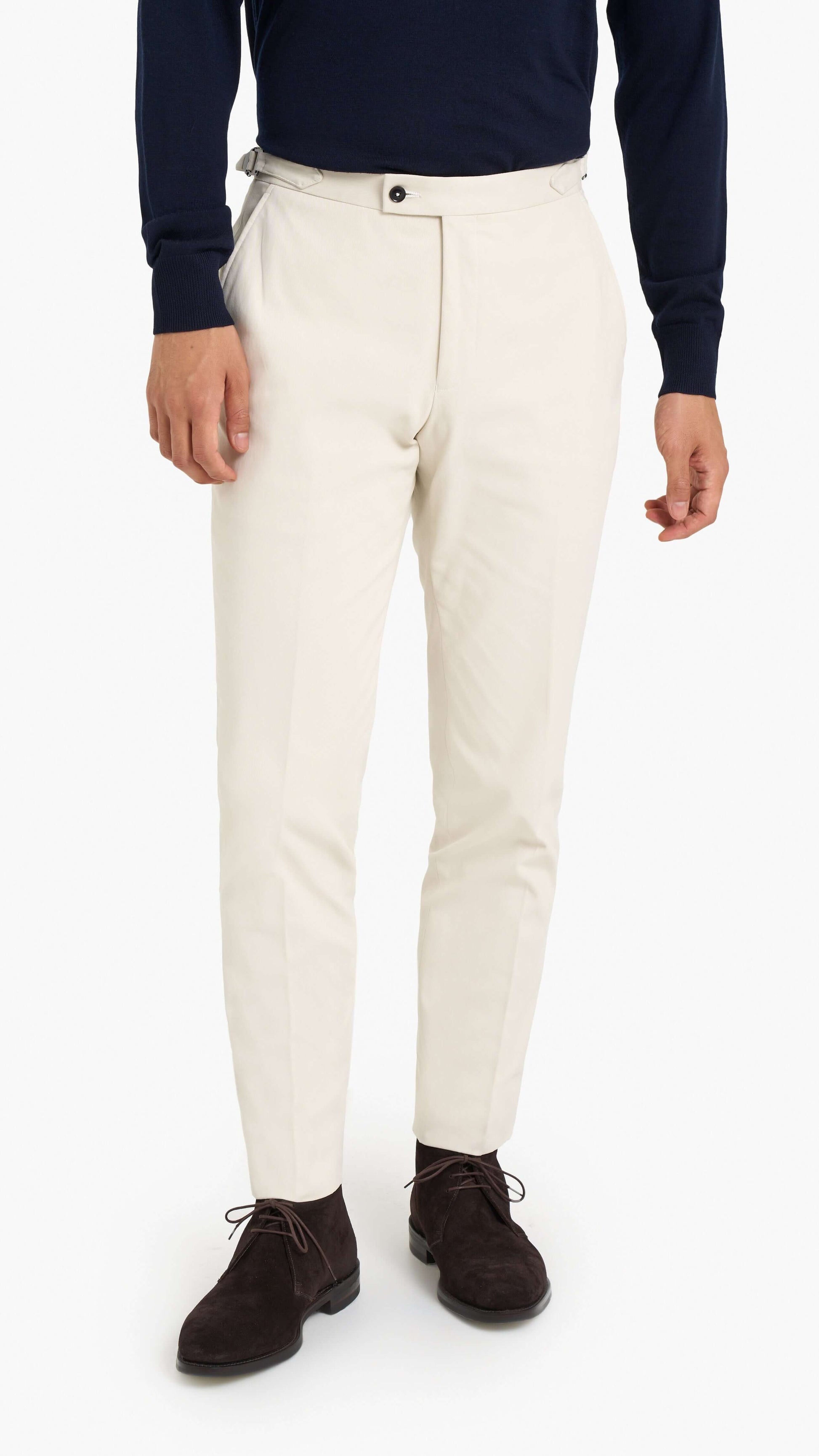 Loro Piana Cream Cotton Plain Custom Trouser