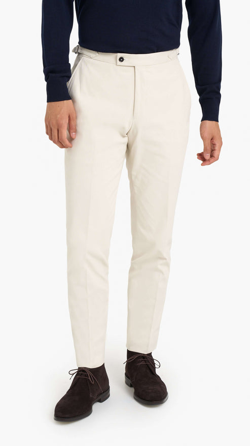 Loro Piana Cream Cotton Plain Custom Trouser