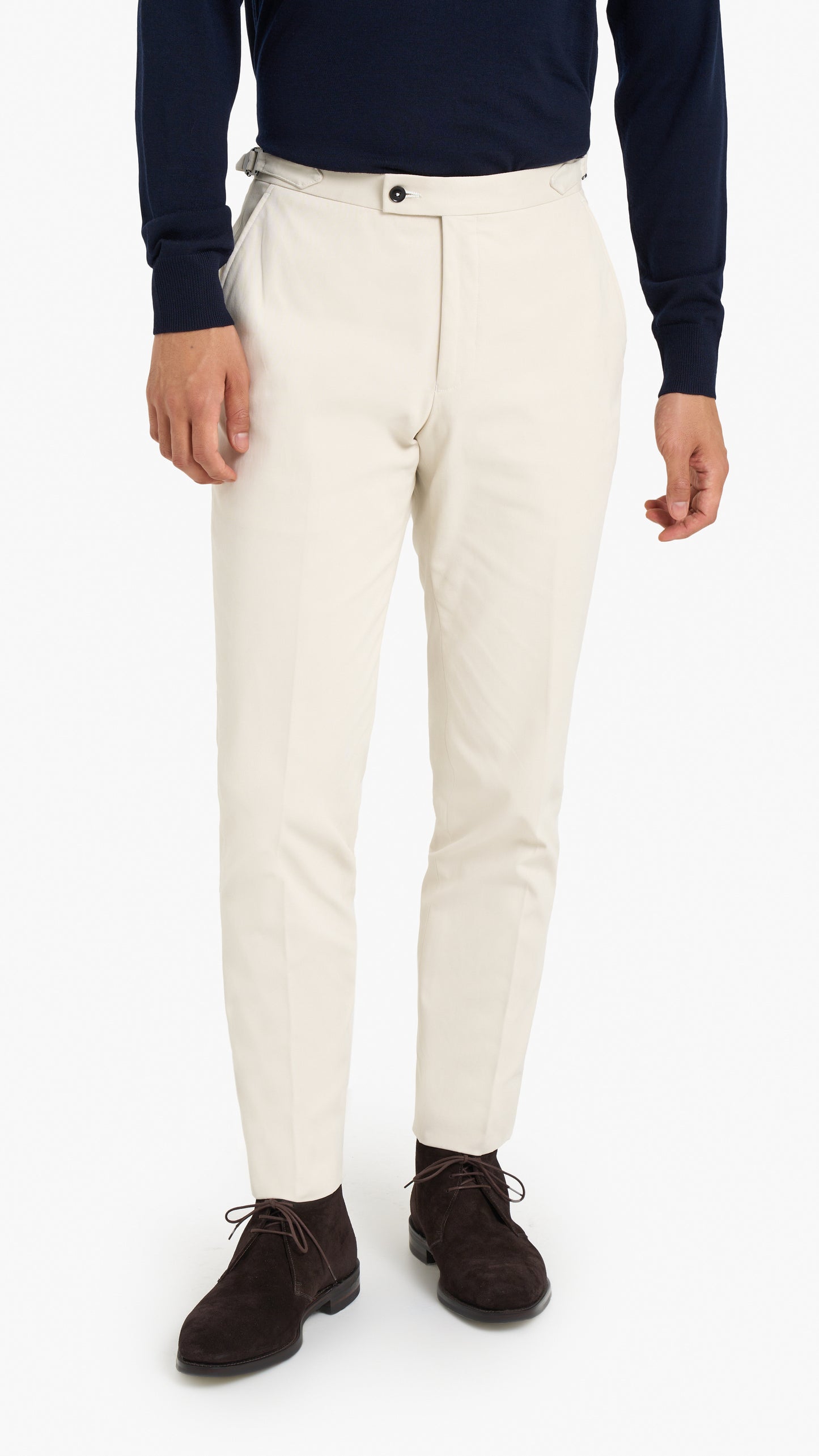 Cream Cotton Plain Custom Trouser