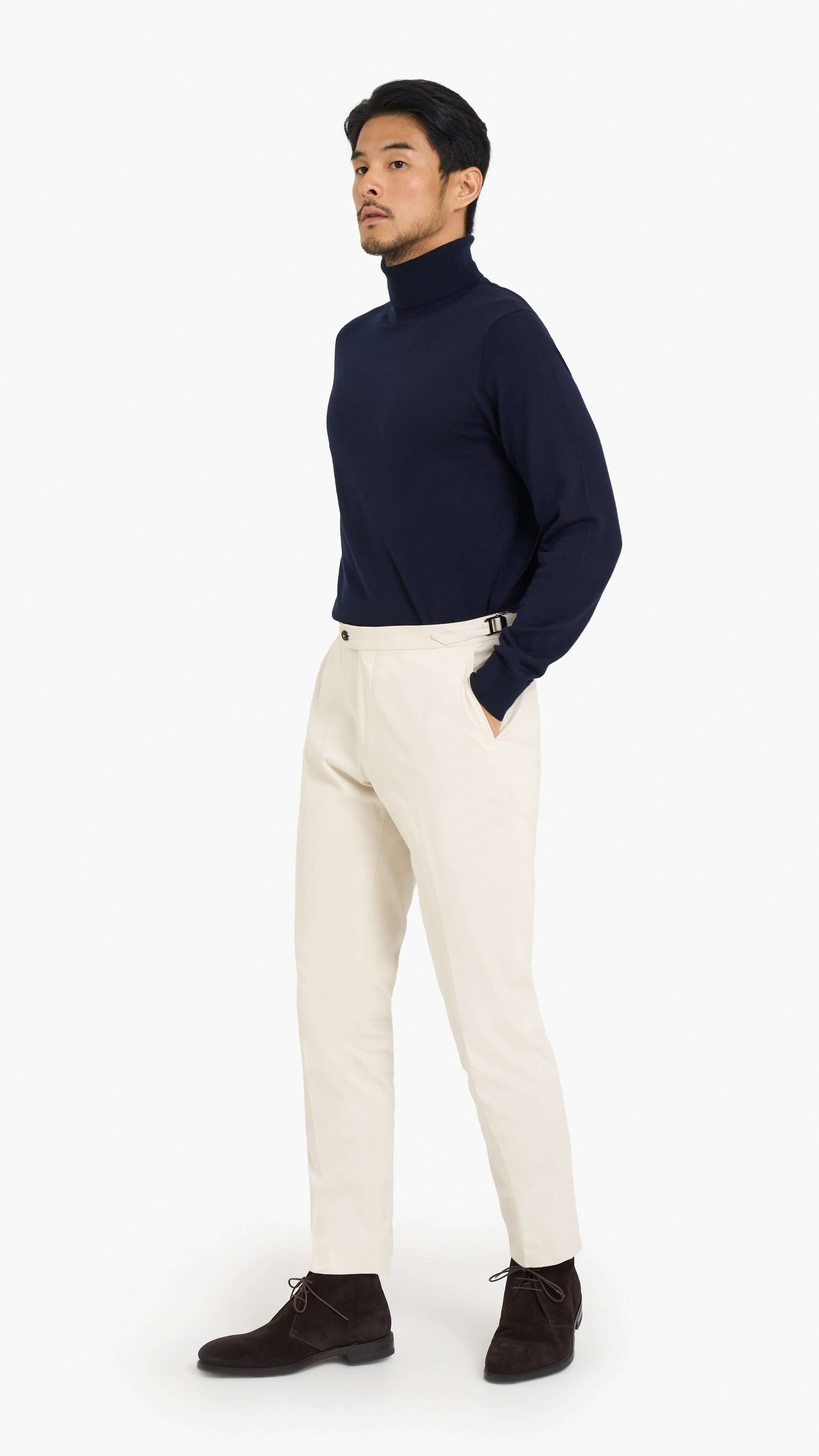 Loro Piana Cream Cotton Plain Custom Trouser