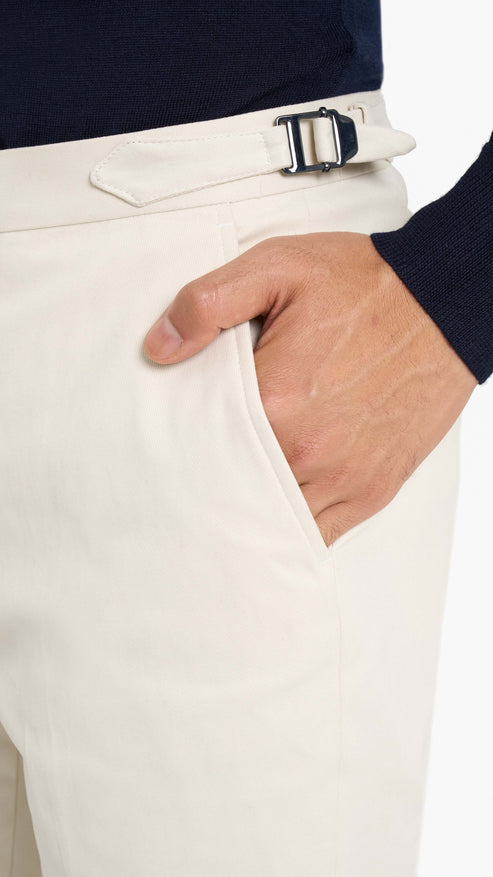 Loro Piana Cream Cotton Plain Custom Trouser