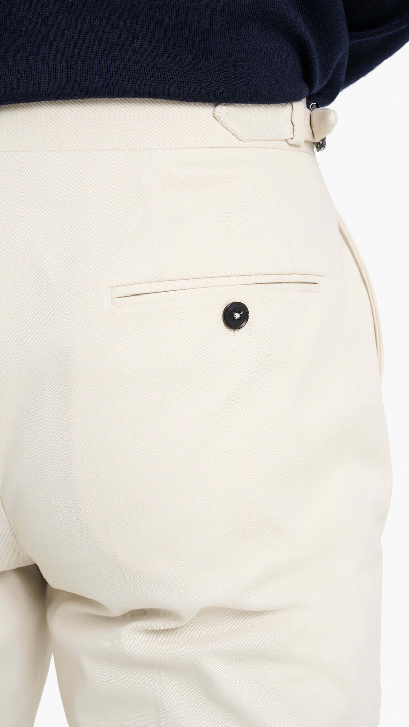 Loro Piana Cream Cotton Plain Custom Trouser