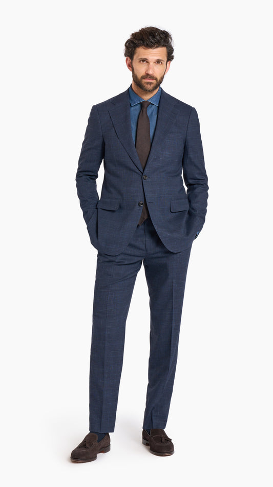 Loro Piana Navy Check Custom Suit